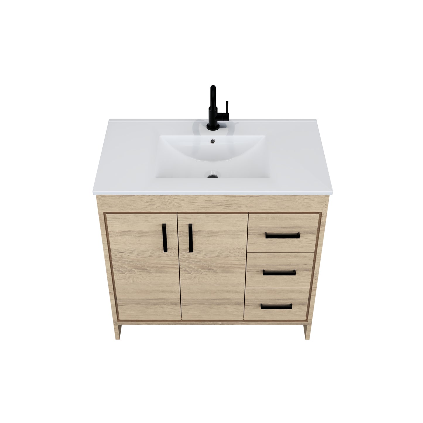 Snow 36" Bathroom Vanity with integrated counter top Right Side Drawers