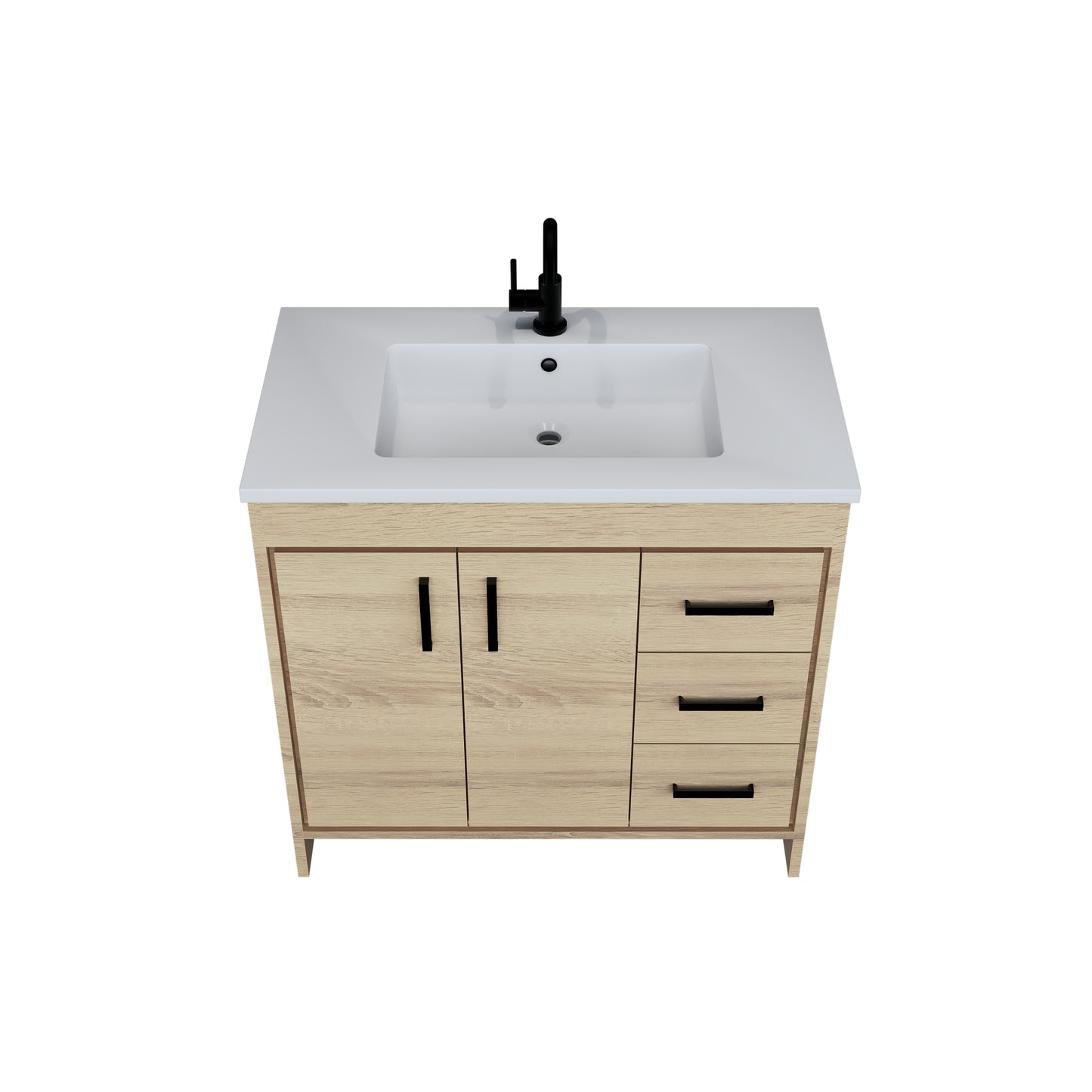 Snow 36" Bathroom Vanity with integrated counter top Right Side Drawers