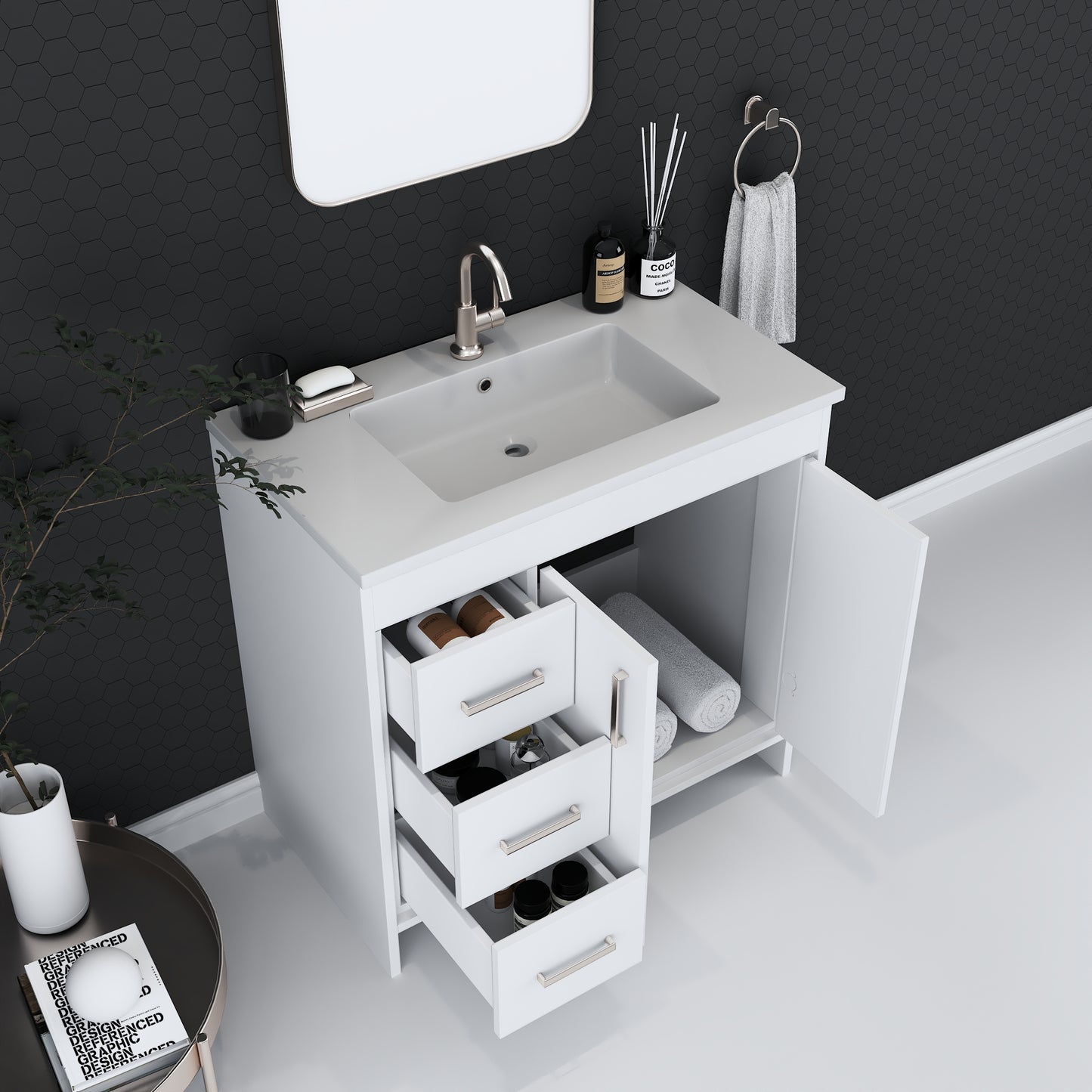 Snow 36" Bathroom Vanity with integrated counter top Left Side Drawers