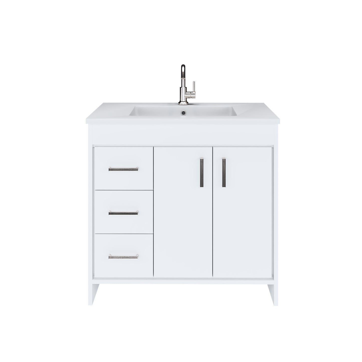 Snow 36" Bathroom Vanity with integrated counter top Left Side Drawers