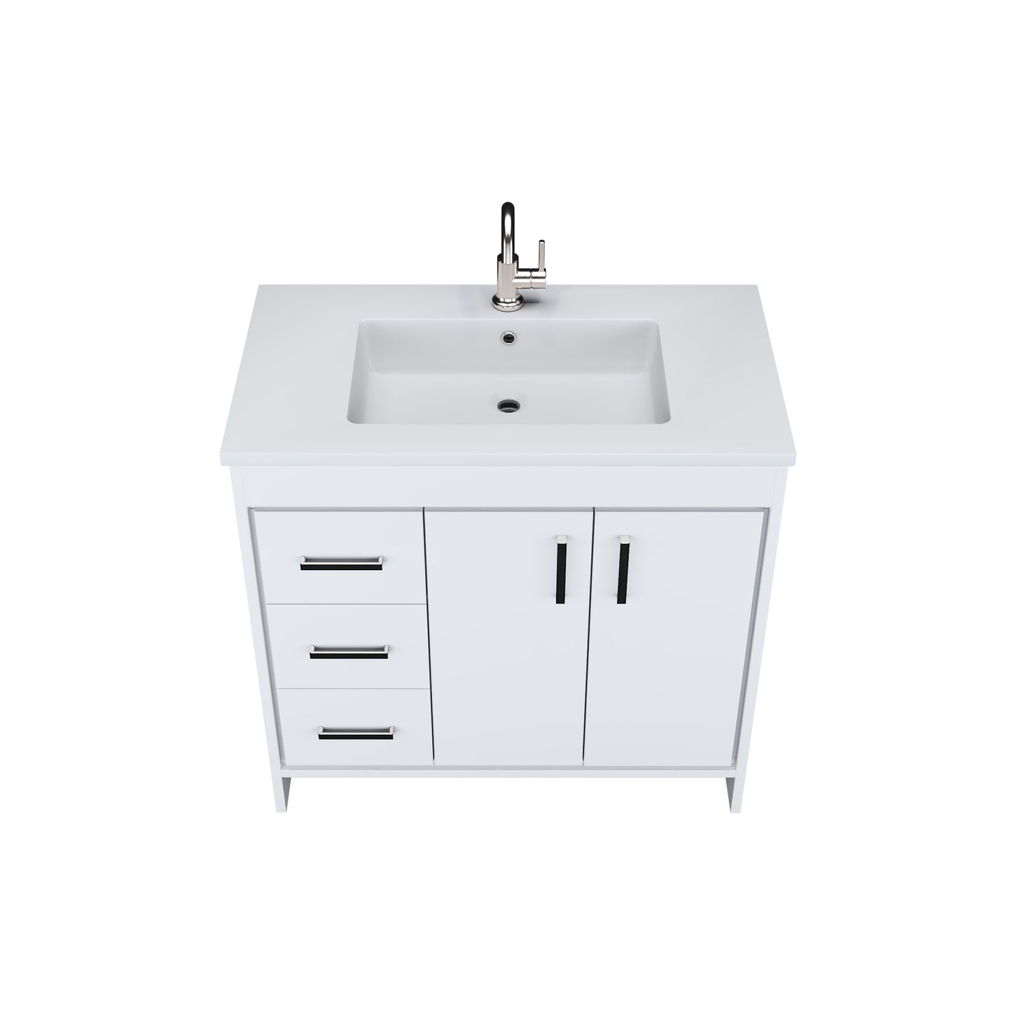 Snow 36" Bathroom Vanity with integrated counter top Left Side Drawers