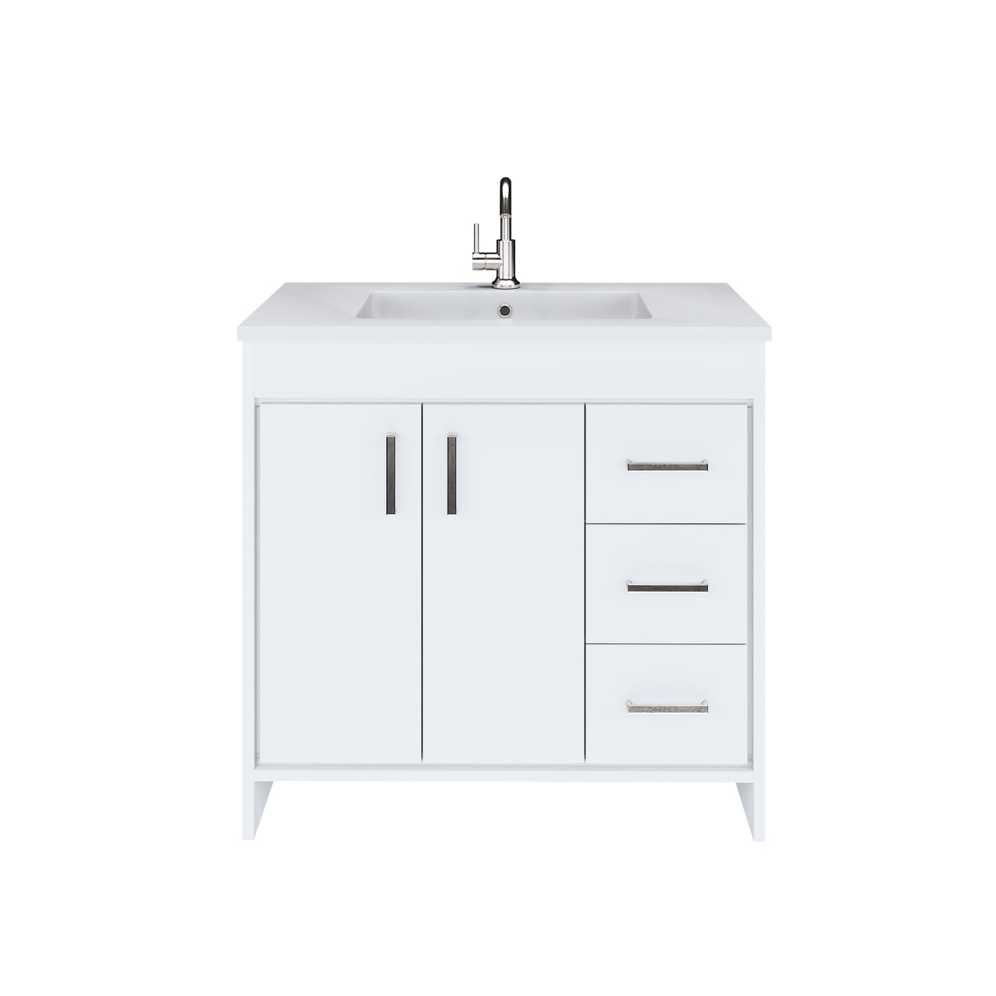 Snow 36" Bathroom Vanity with integrated counter top Right Side Drawers