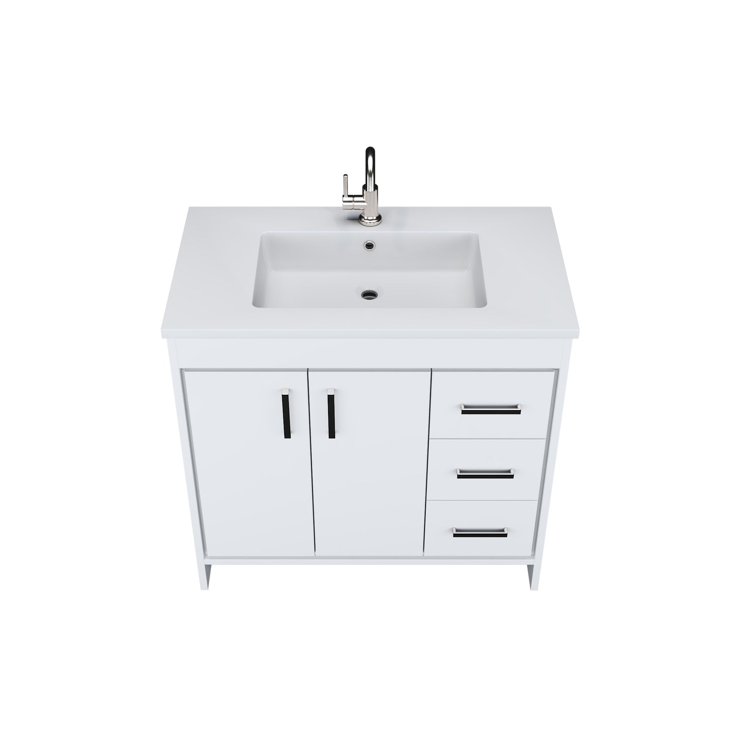 Snow 36" Bathroom Vanity with integrated counter top Right Side Drawers