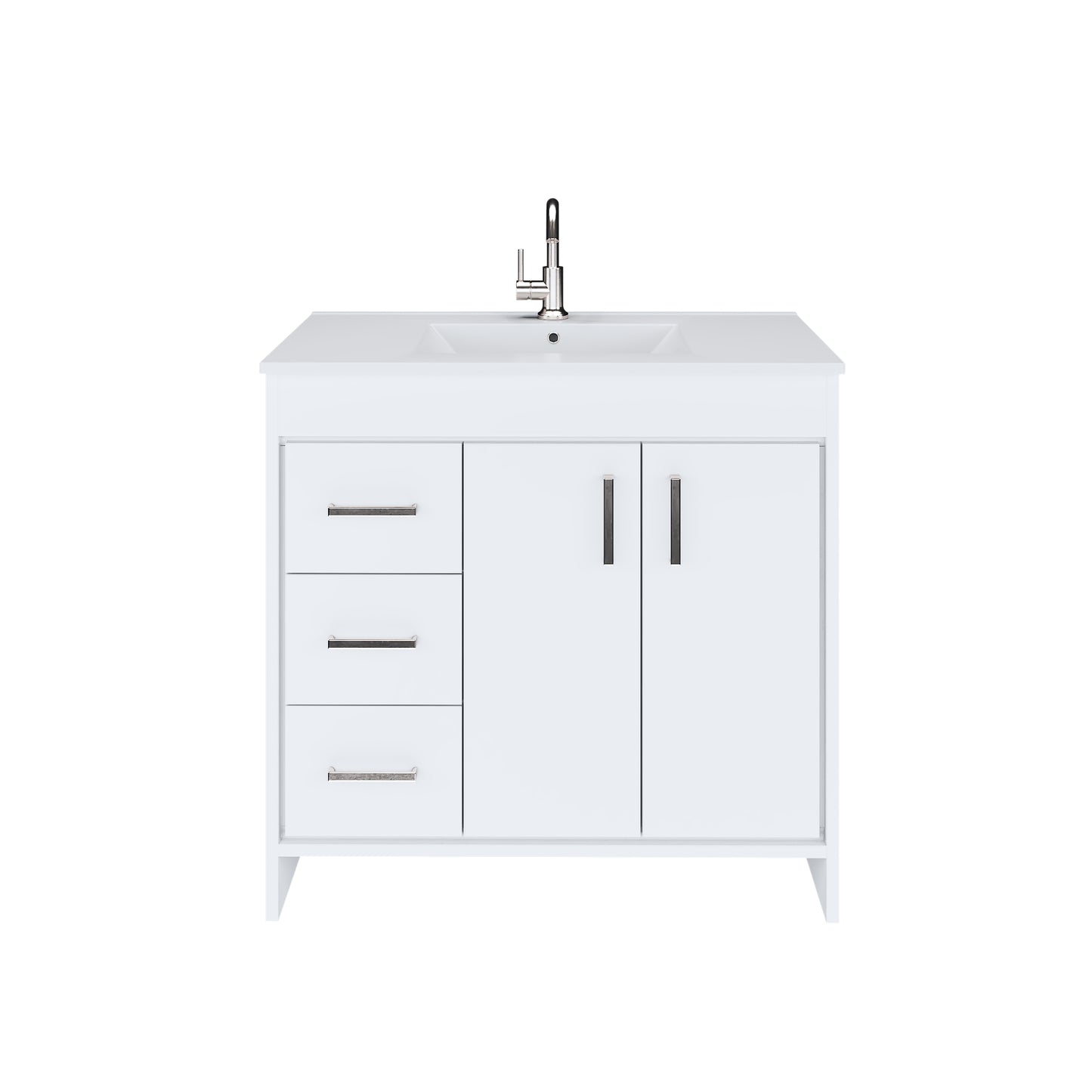 Snow 36" Bathroom Vanity with integrated counter top Left Side Drawers