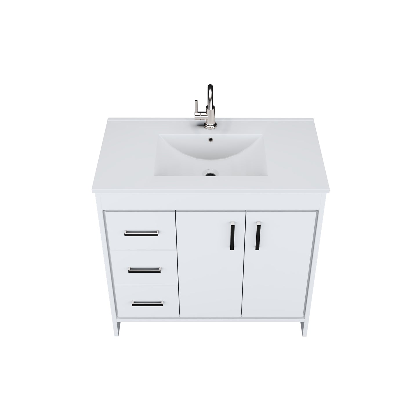 Snow 36" Bathroom Vanity with integrated counter top Left Side Drawers