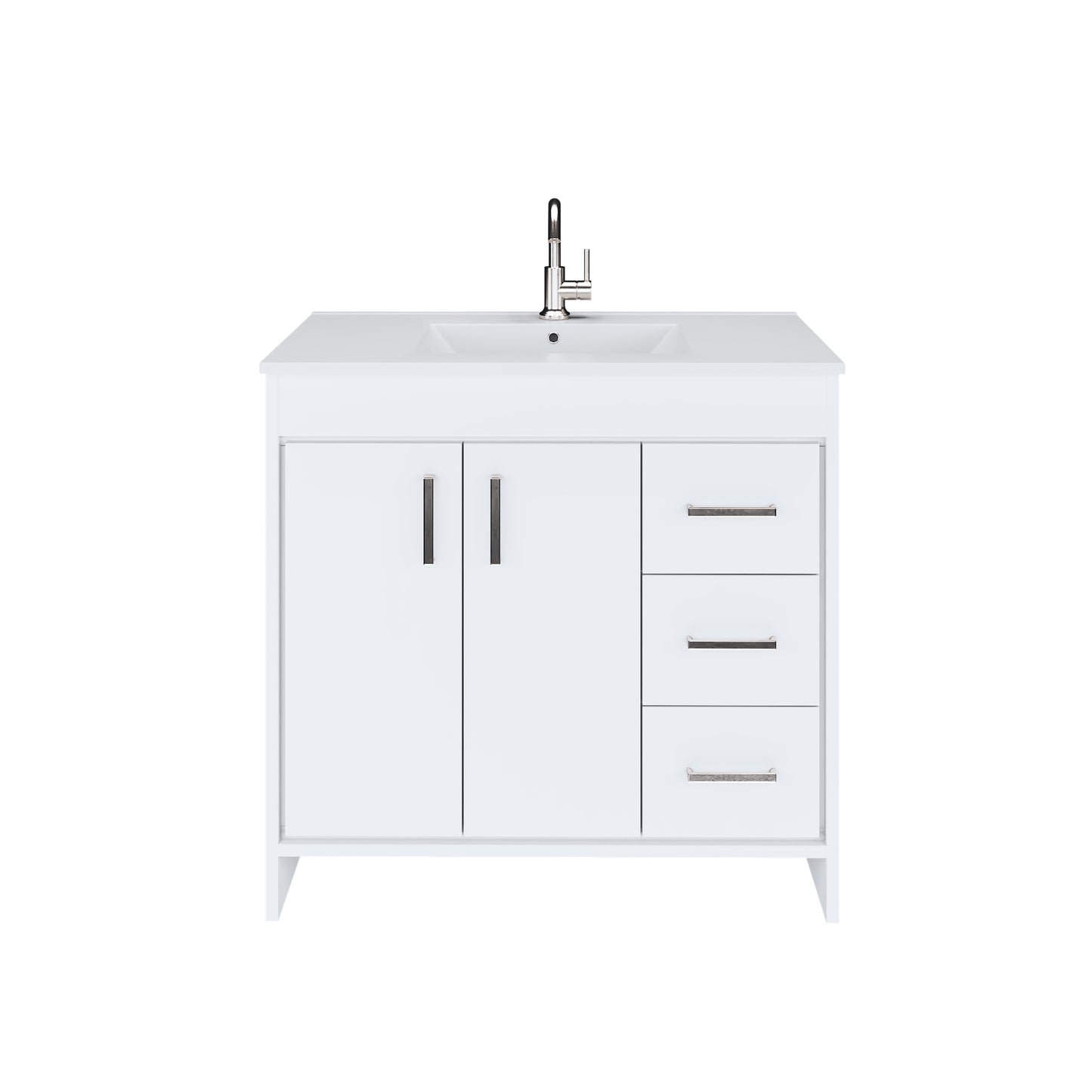 Snow 36" Bathroom Vanity with integrated counter top Right Side Drawers