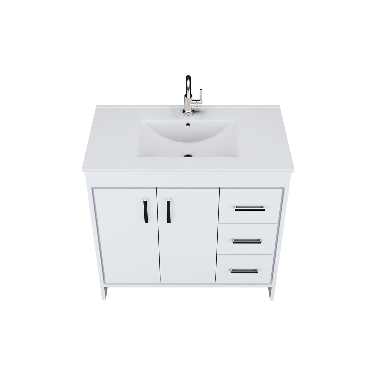 Snow 36" Bathroom Vanity with integrated counter top Right Side Drawers