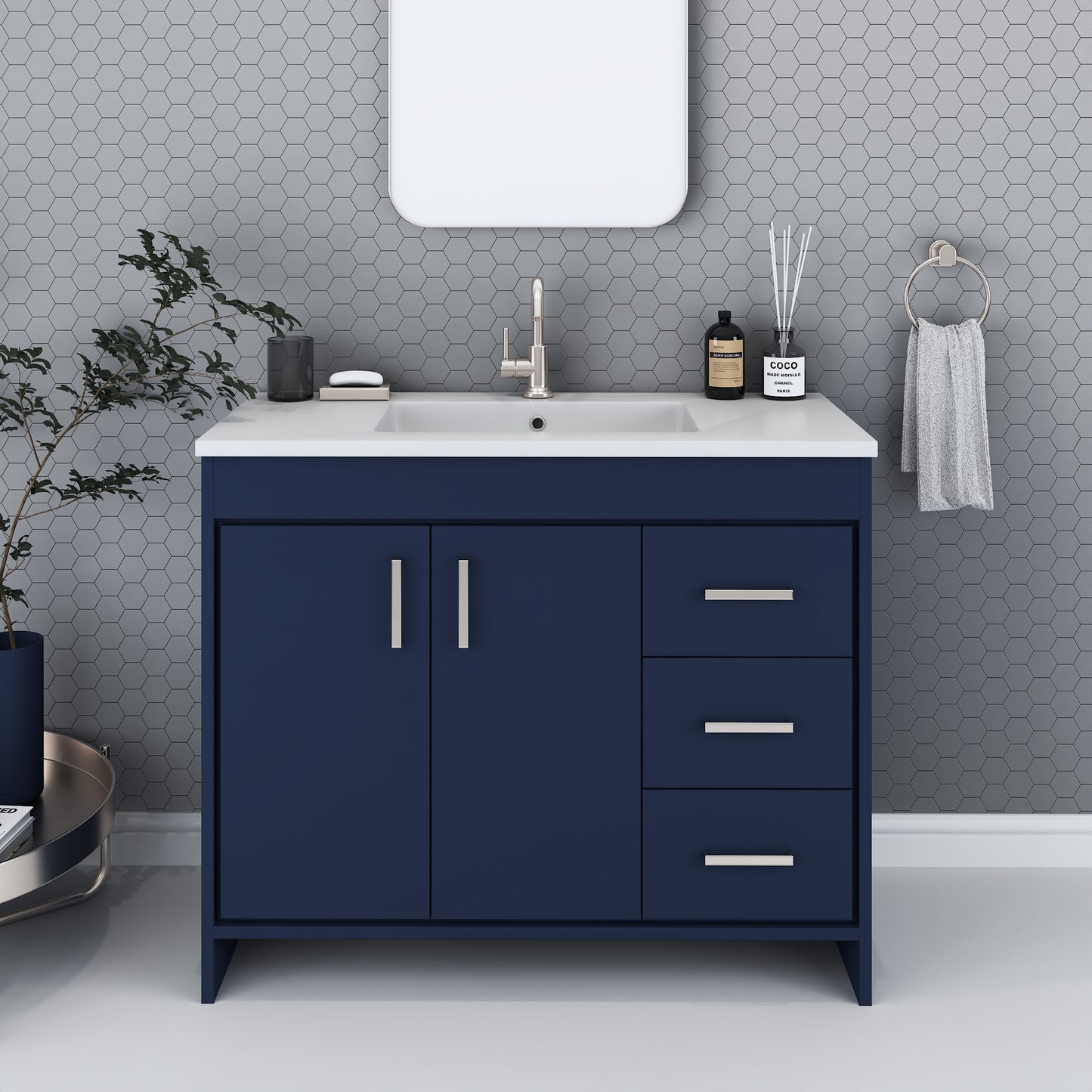 Snow 40" Bathroom Vanity with integrated counter top Right Side Drawers