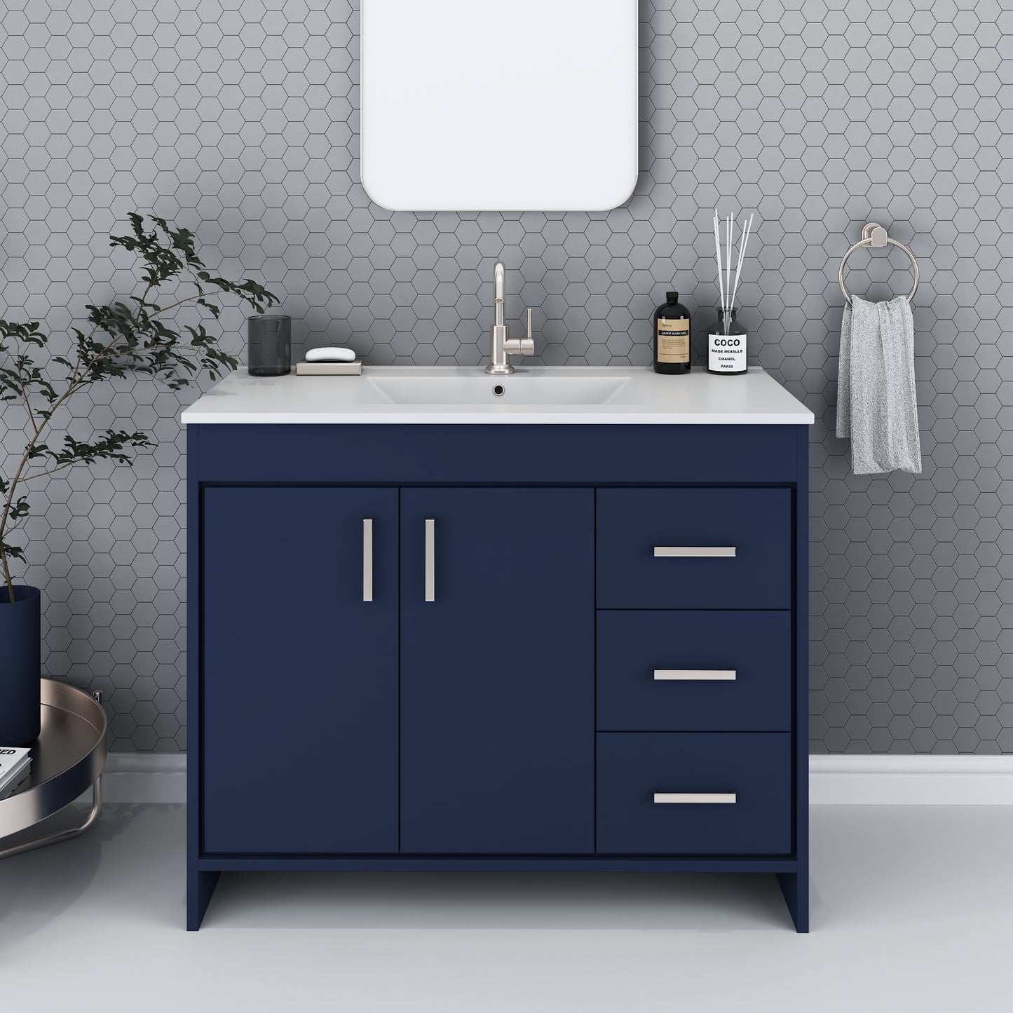 Snow 40" Bathroom Vanity with integrated counter top Right Side Drawers