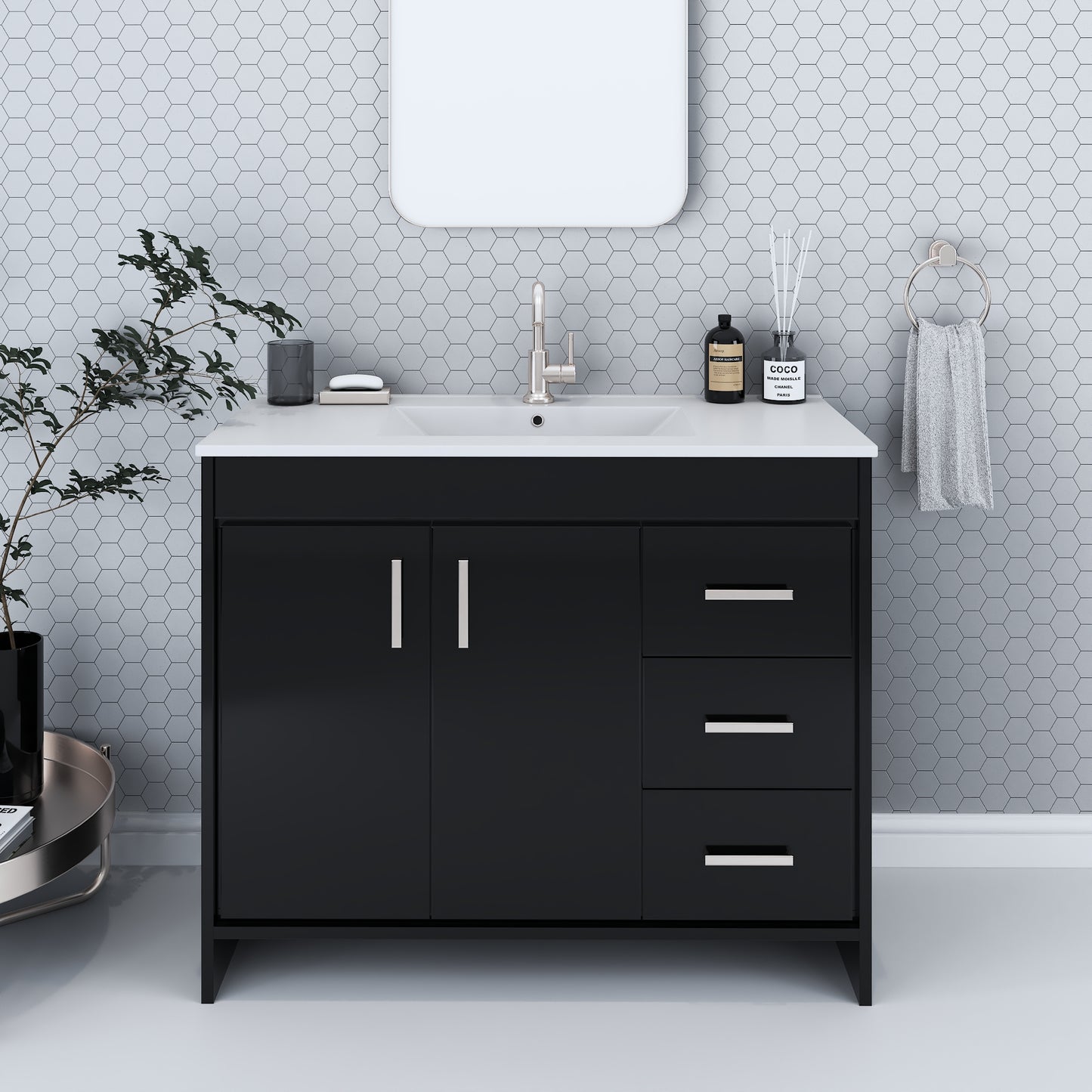 Snow 40" Bathroom Vanity with integrated counter top Right Side Drawers