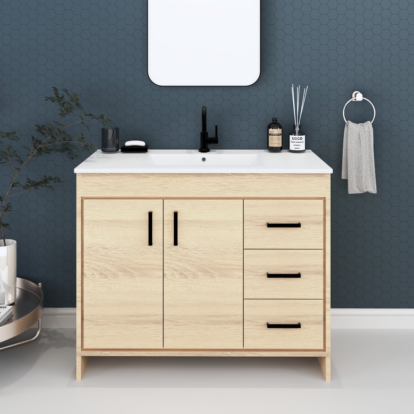 Snow 40" Bathroom Vanity with integrated counter top Right Side Drawers