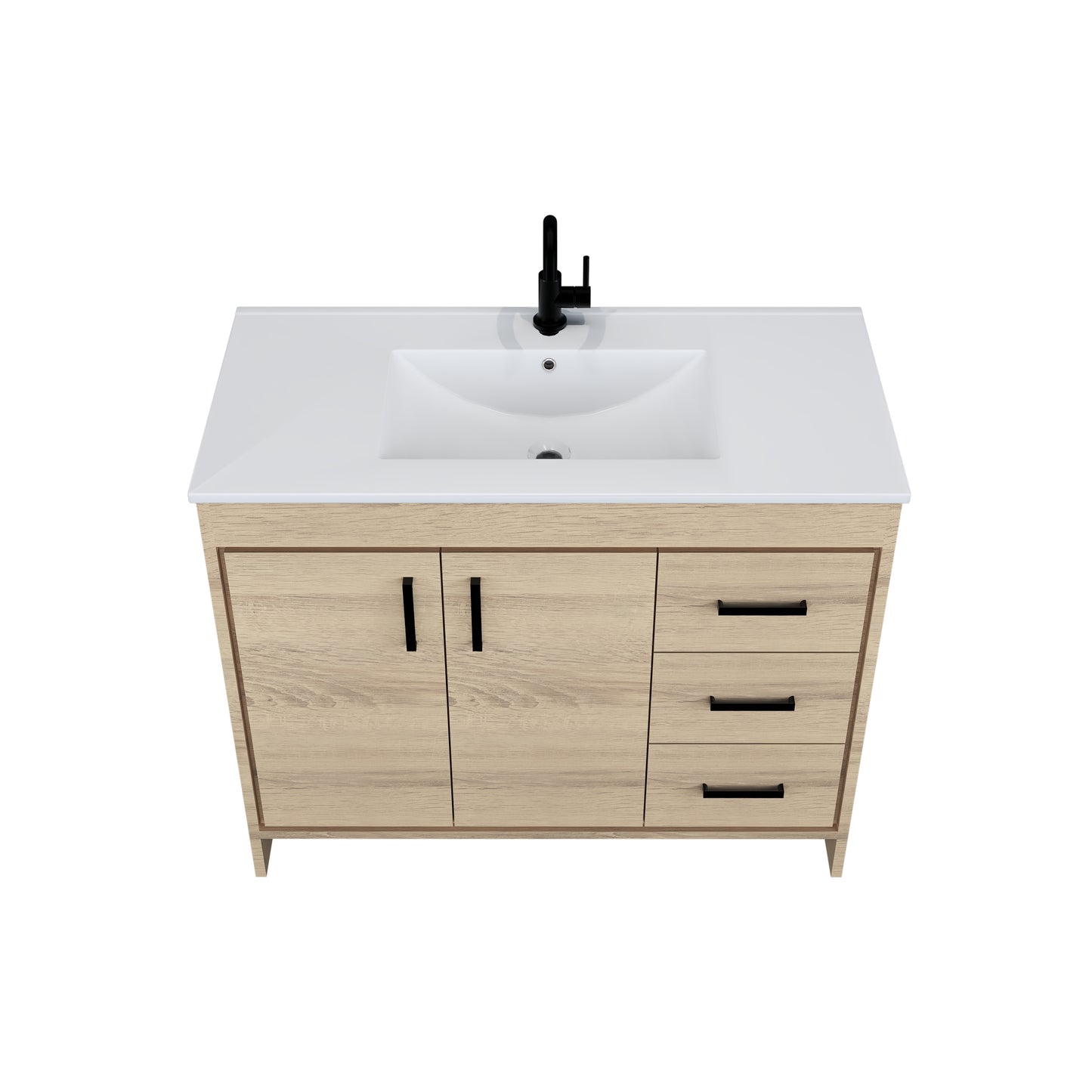 Snow 40" Bathroom Vanity with integrated counter top Right Side Drawers