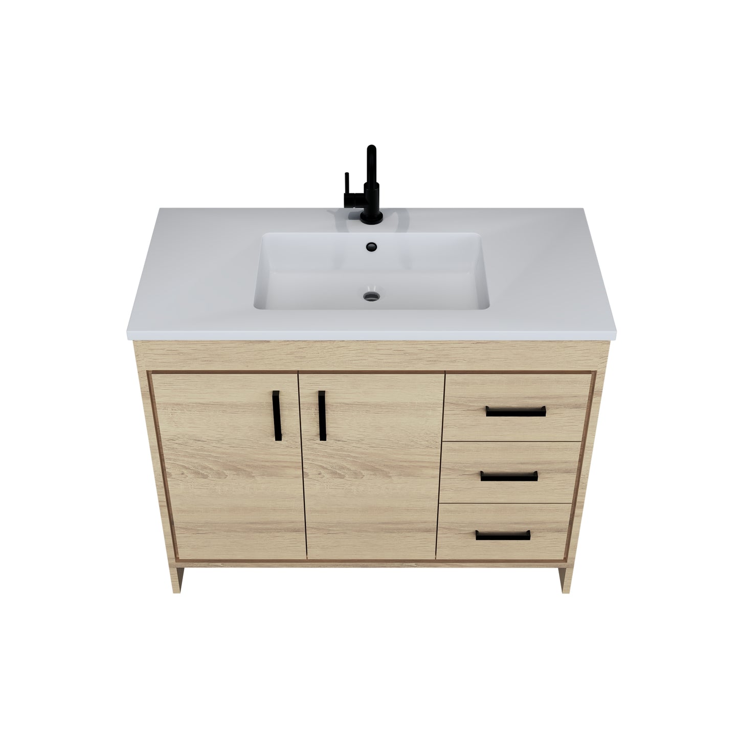 Snow 40" Bathroom Vanity with integrated counter top Right Side Drawers