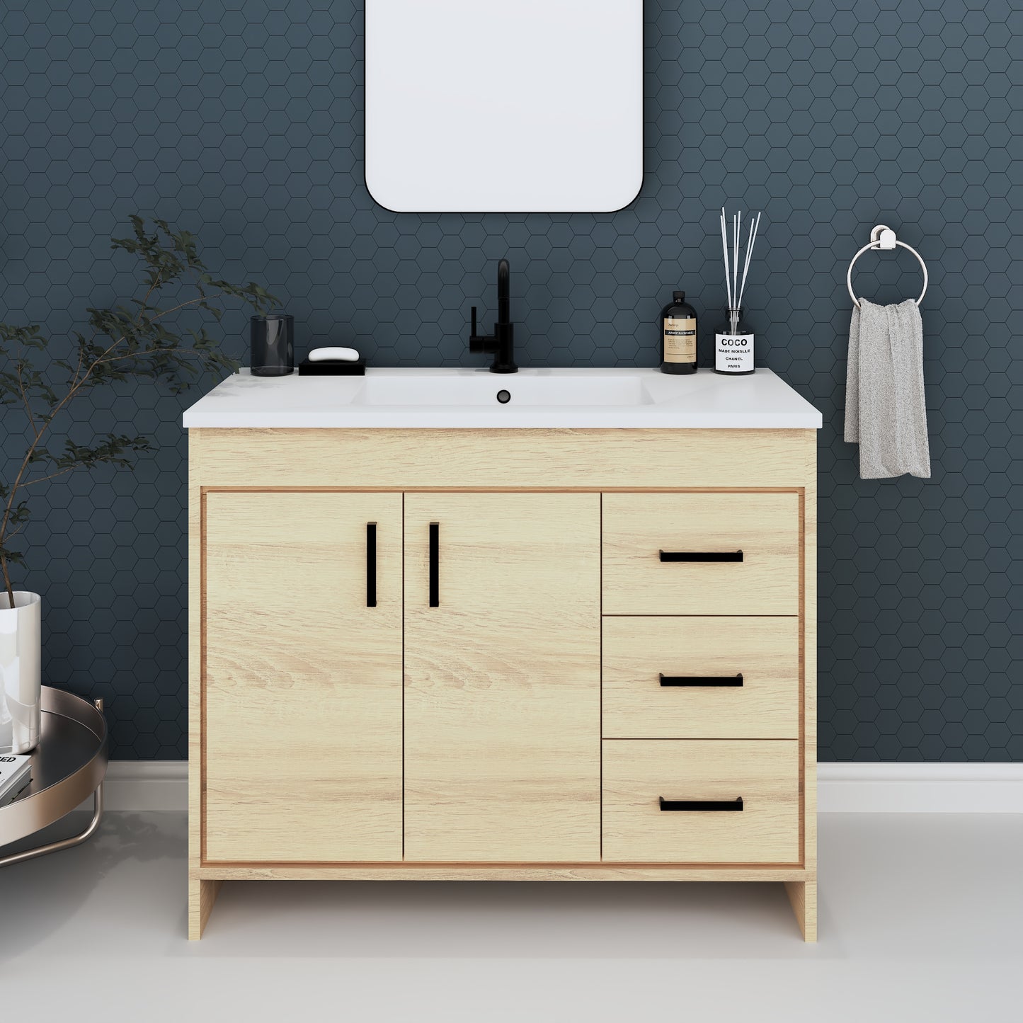 Snow 40" Bathroom Vanity with integrated counter top Right Side Drawers