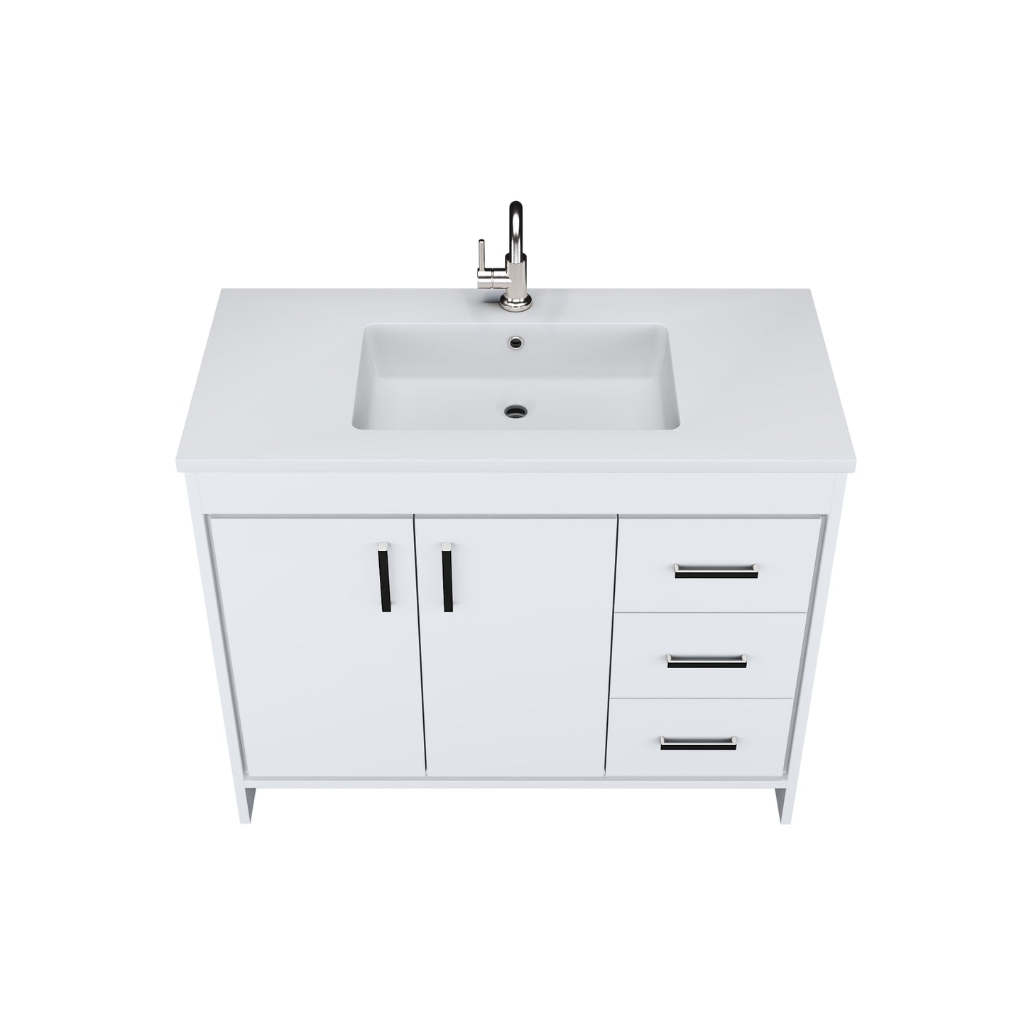 Snow 40" Bathroom Vanity with integrated counter top Right Side Drawers