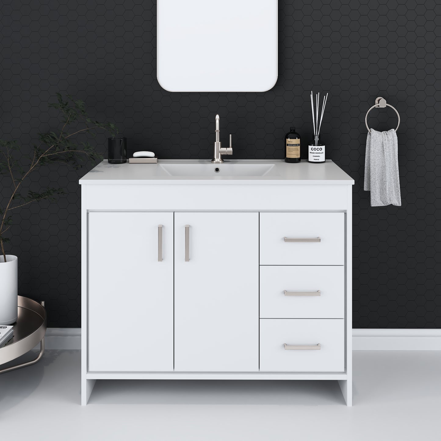 Snow 40" Bathroom Vanity with integrated counter top Right Side Drawers