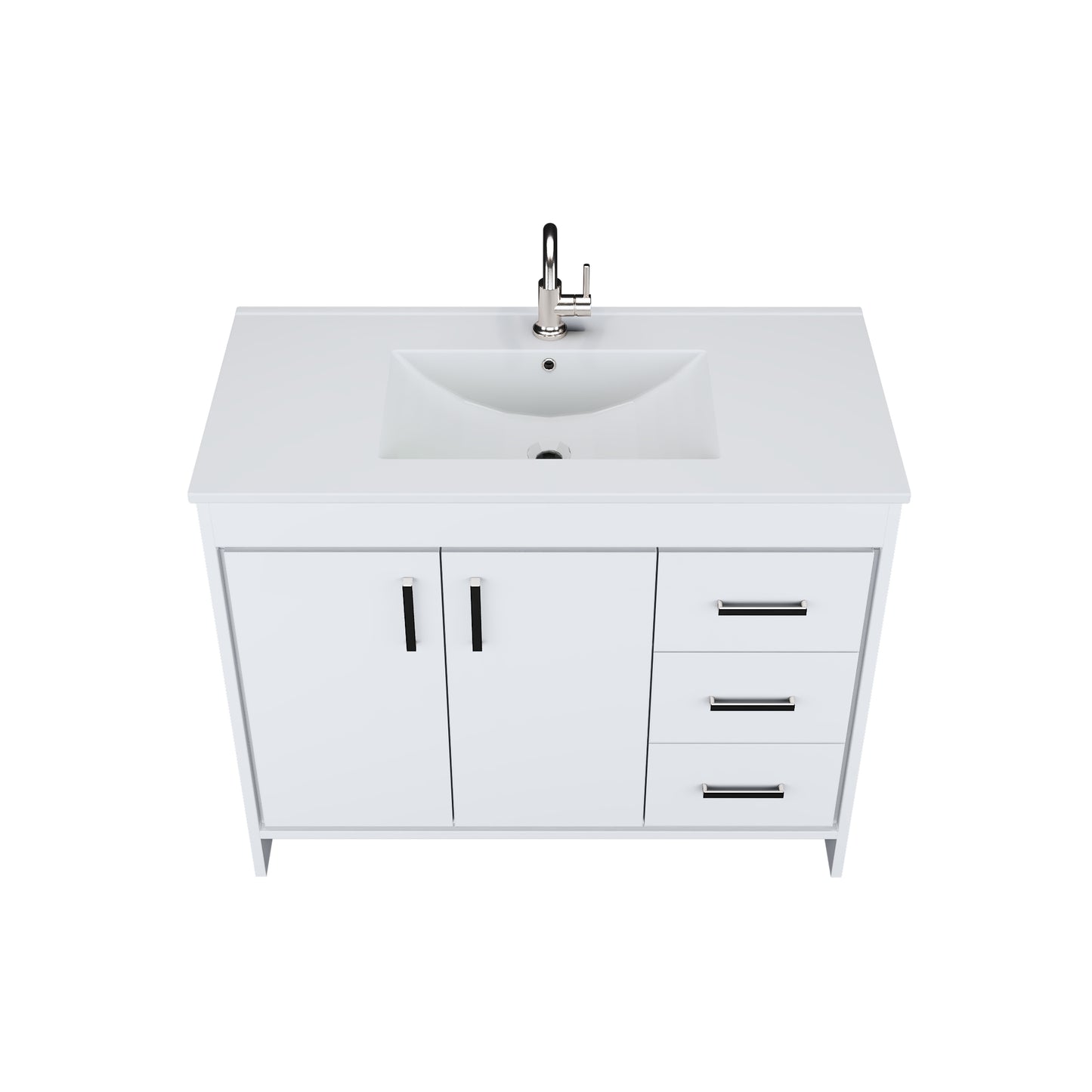 Snow 40" Bathroom Vanity with integrated counter top Right Side Drawers