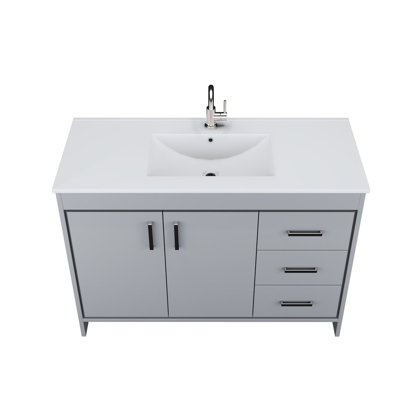 Snow 48" Bathroom Vanity with integrated counter top Right Side Drawers