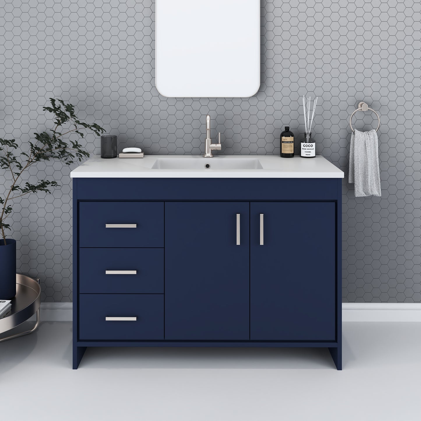 Snow 48" Bathroom Vanity with integrated counter top Left Side Drawers