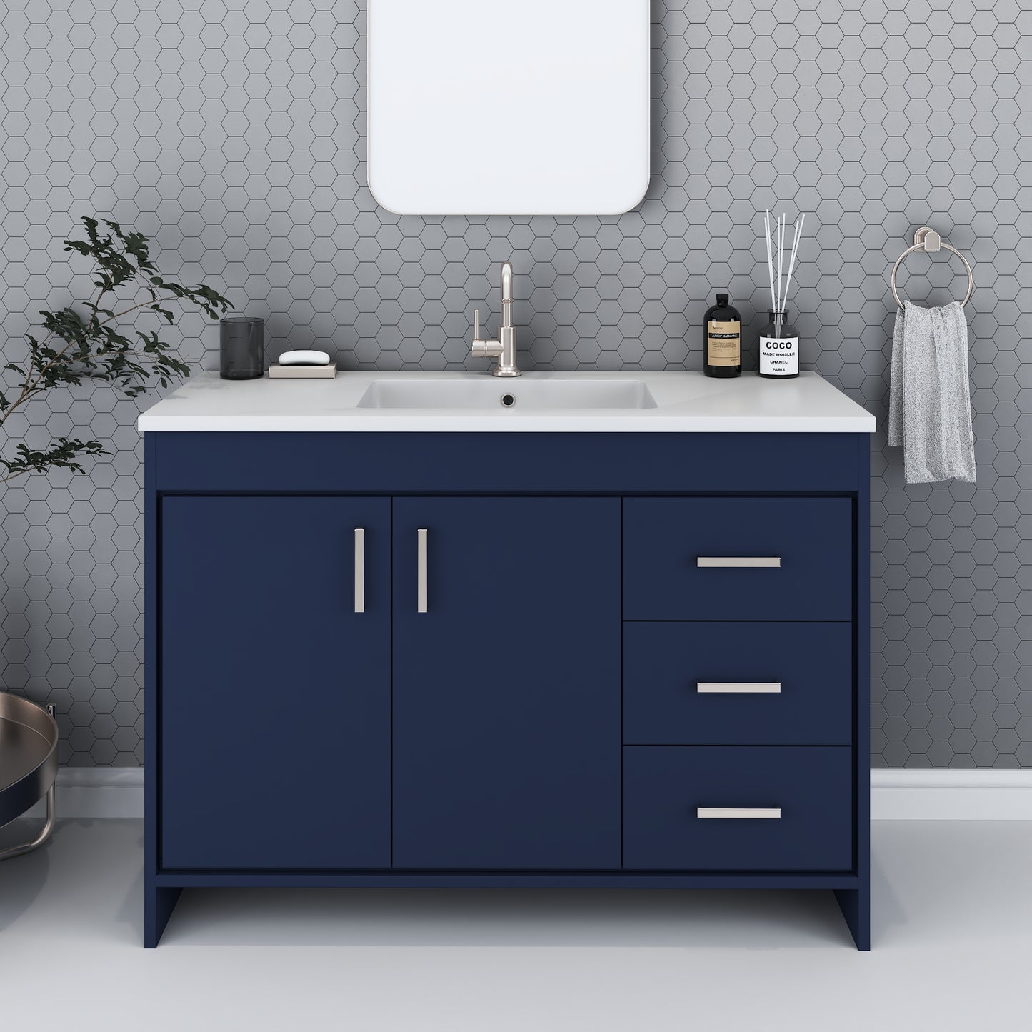 Snow 48" Bathroom Vanity with integrated counter top Right Side Drawers