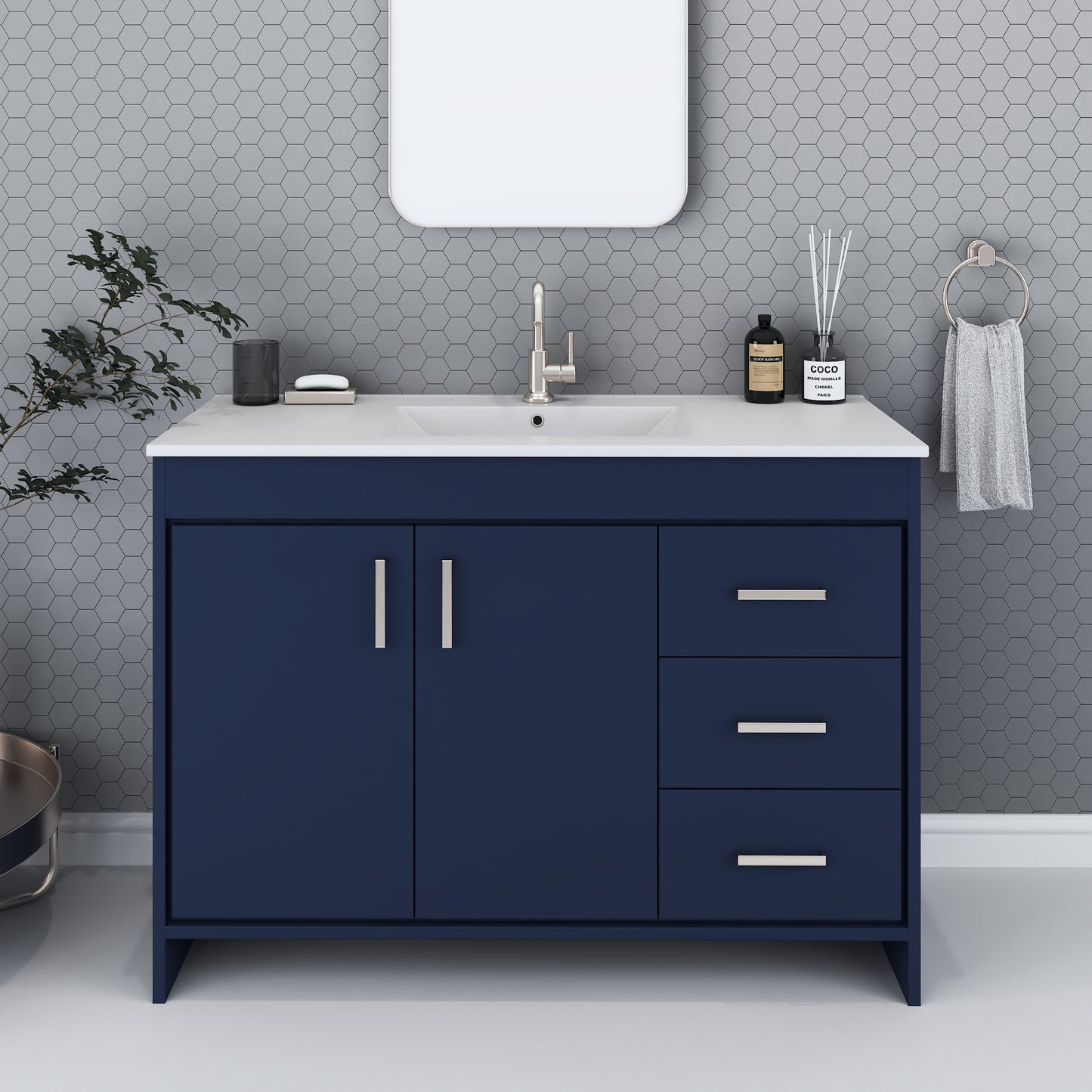 Snow 48" Bathroom Vanity with integrated counter top Right Side Drawers