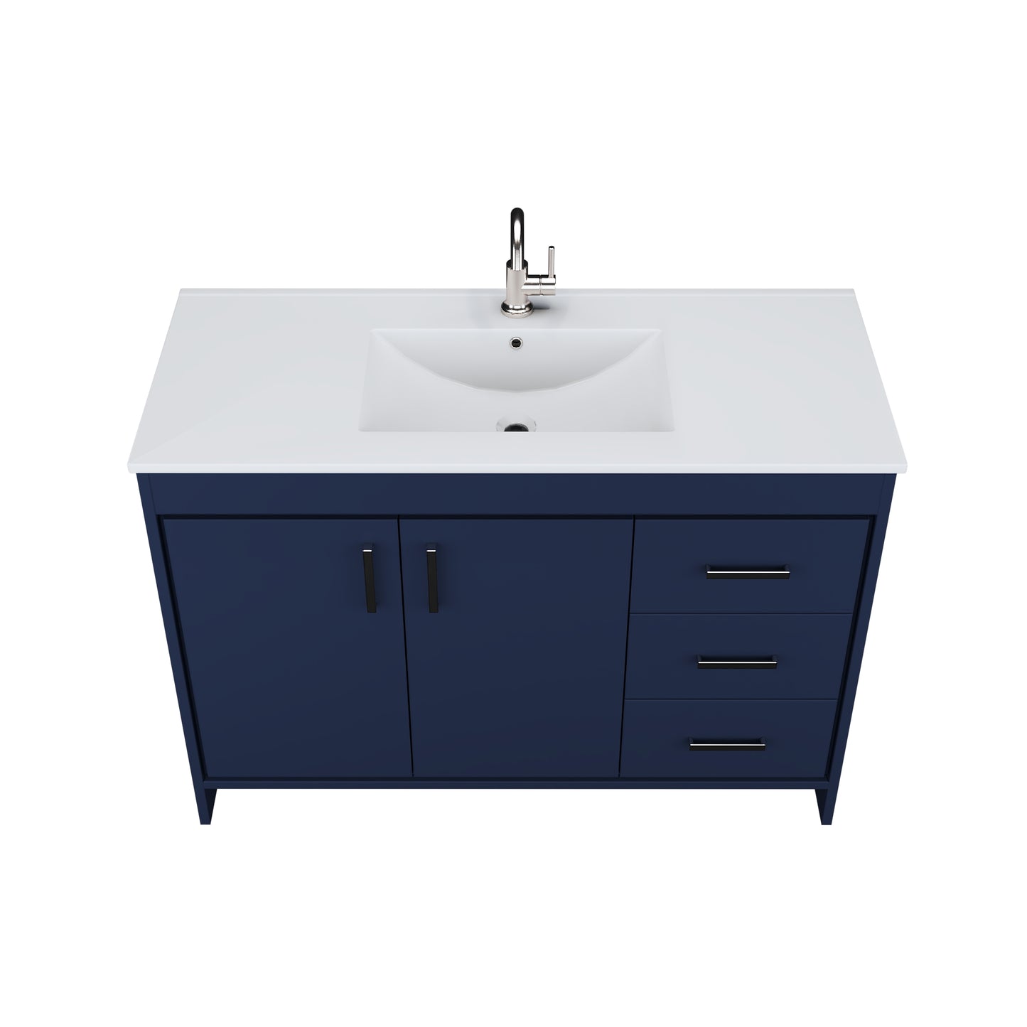 Snow 48" Bathroom Vanity with integrated counter top Right Side Drawers