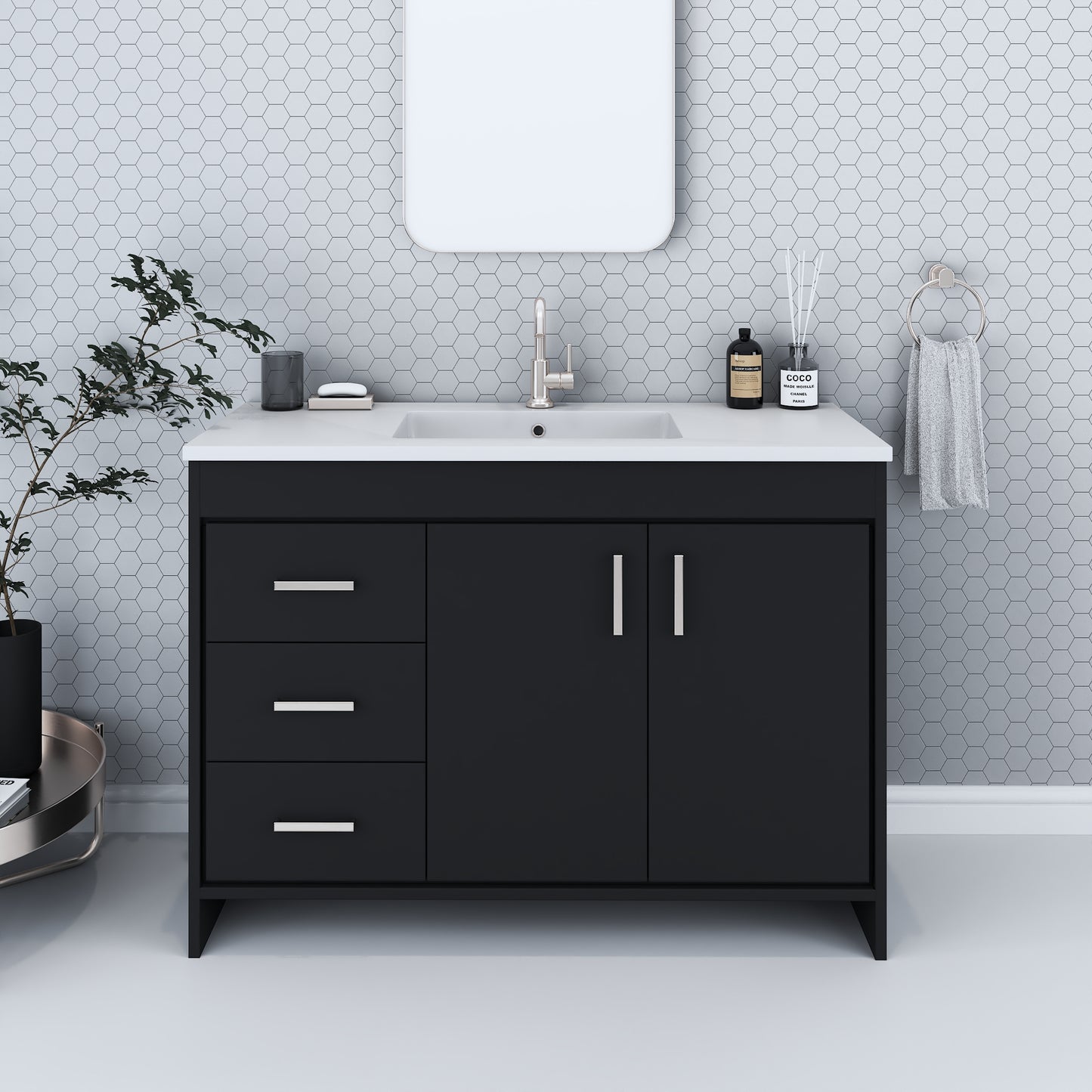 Snow 48" Bathroom Vanity with integrated counter top Left Side Drawers