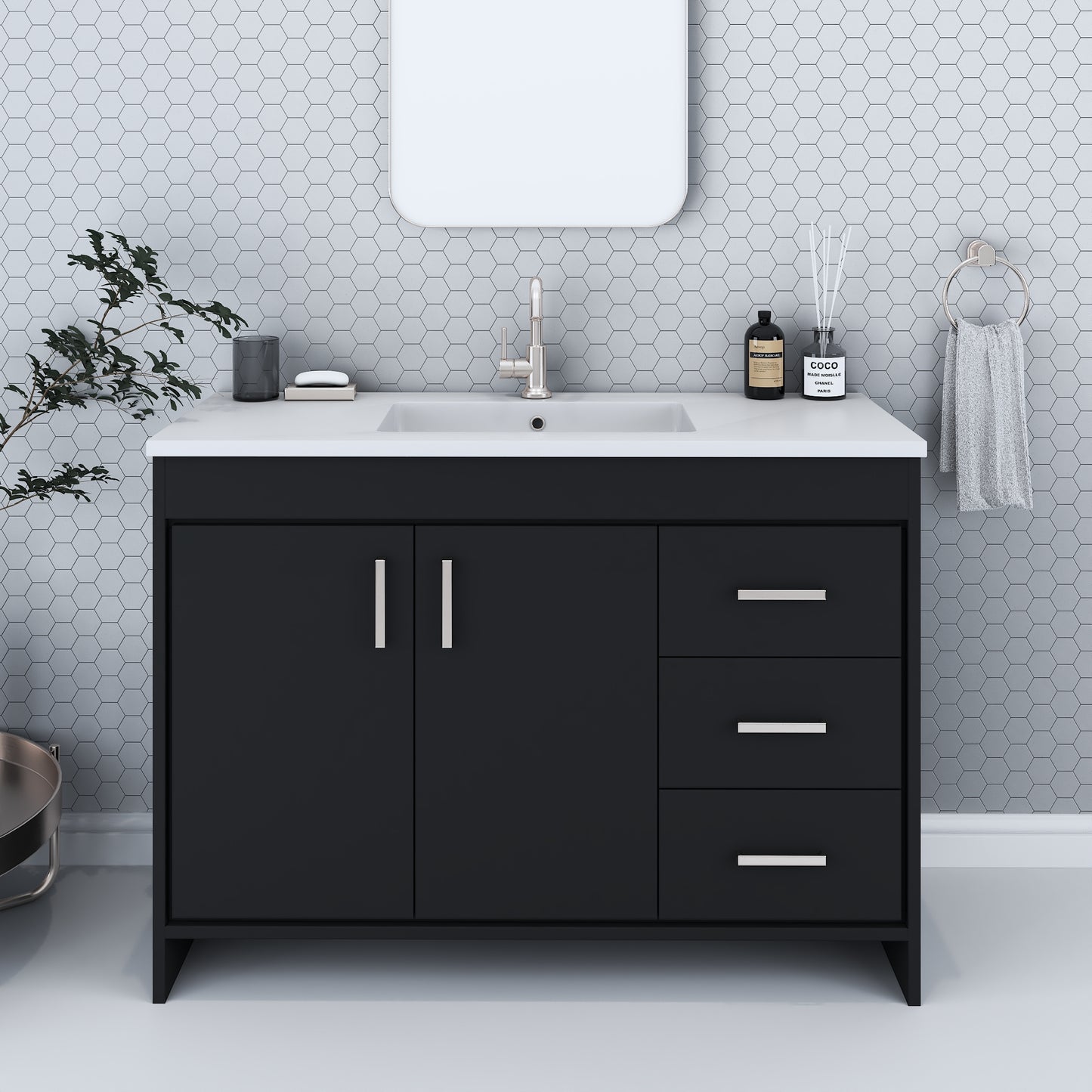 Snow 48" Bathroom Vanity with integrated counter top Right Side Drawers