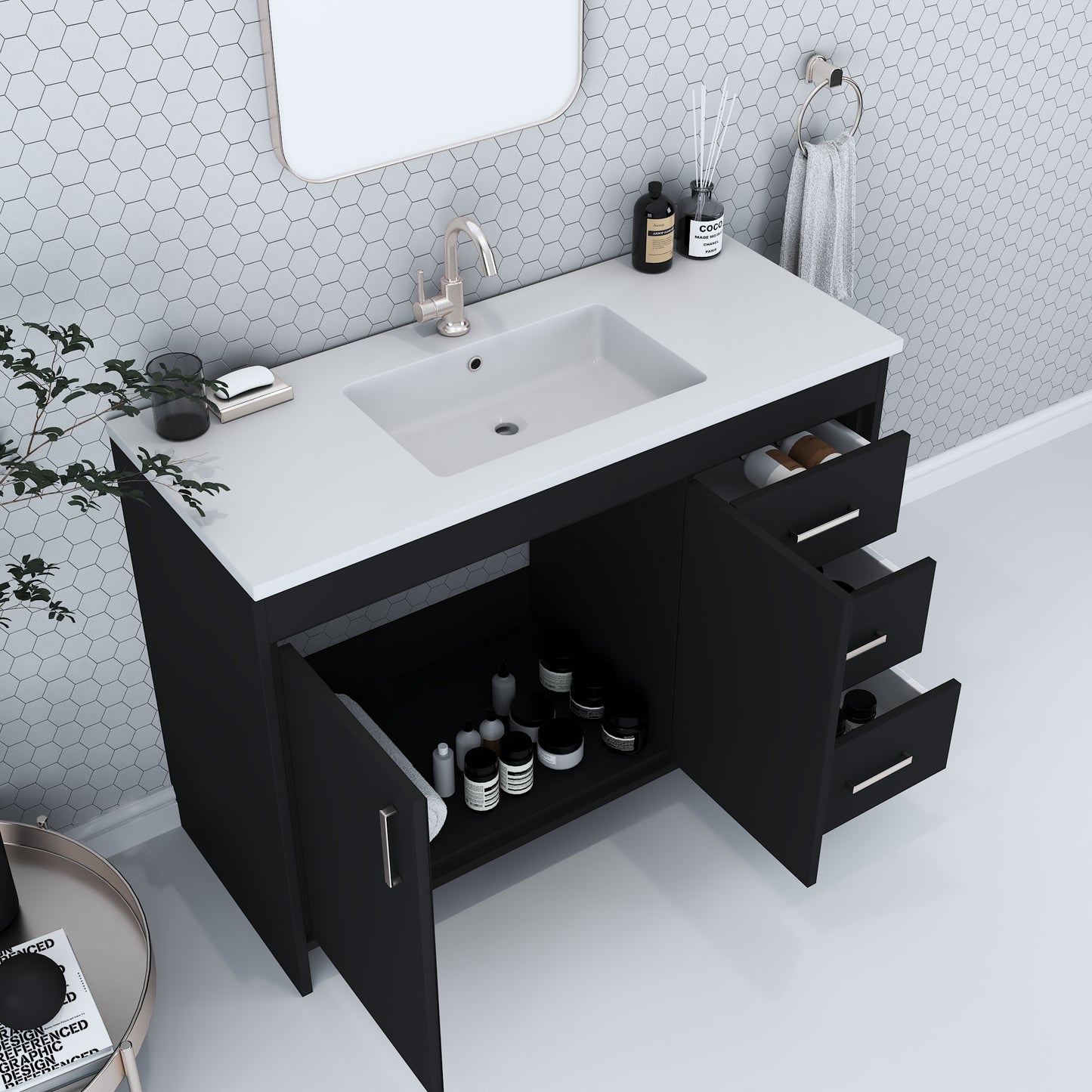 Snow 48" Bathroom Vanity with integrated counter top Right Side Drawers