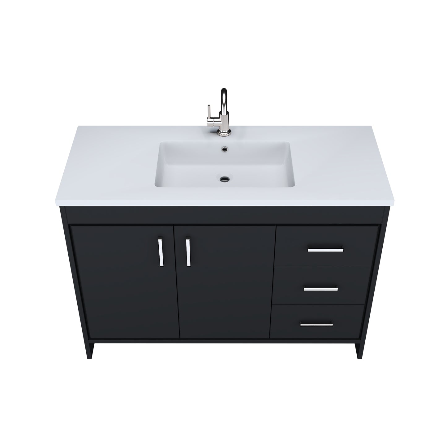 Snow 48" Bathroom Vanity with integrated counter top Right Side Drawers