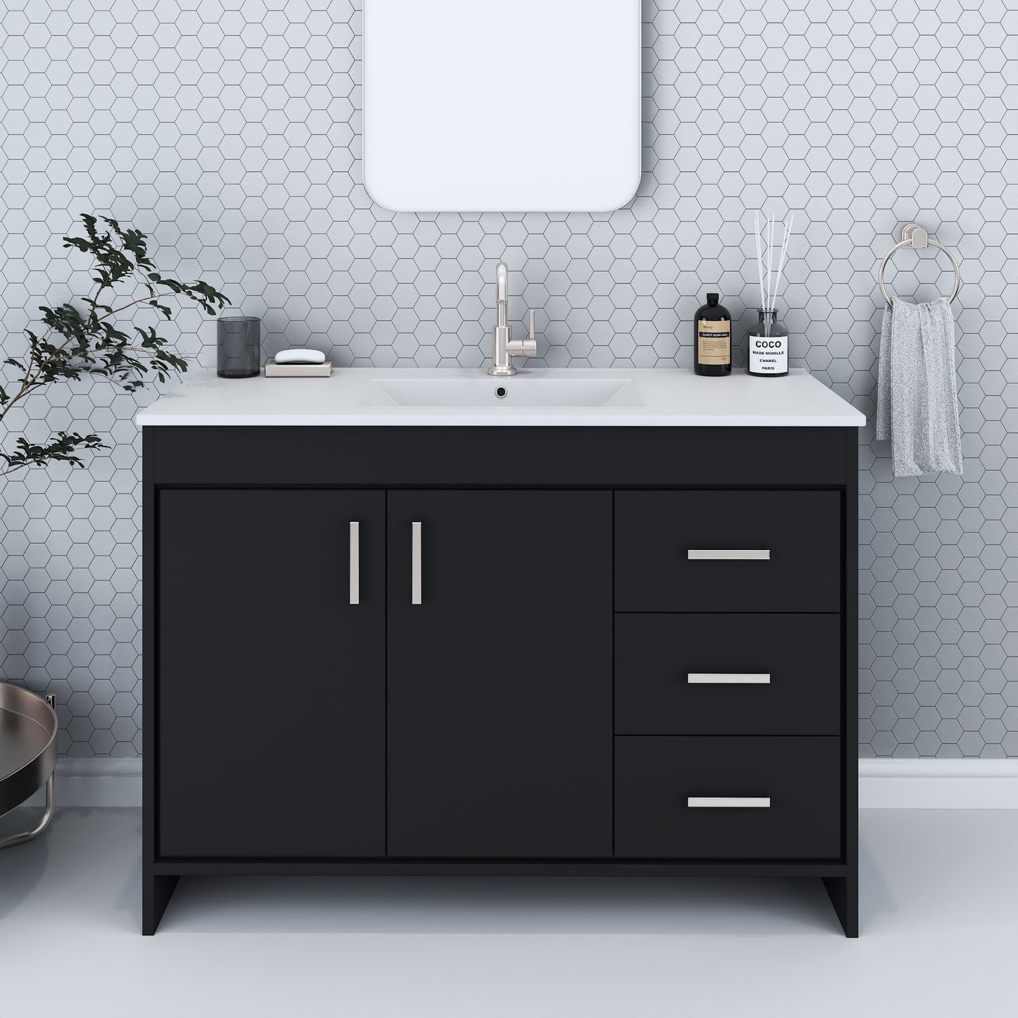 Snow 48" Bathroom Vanity with integrated counter top Right Side Drawers