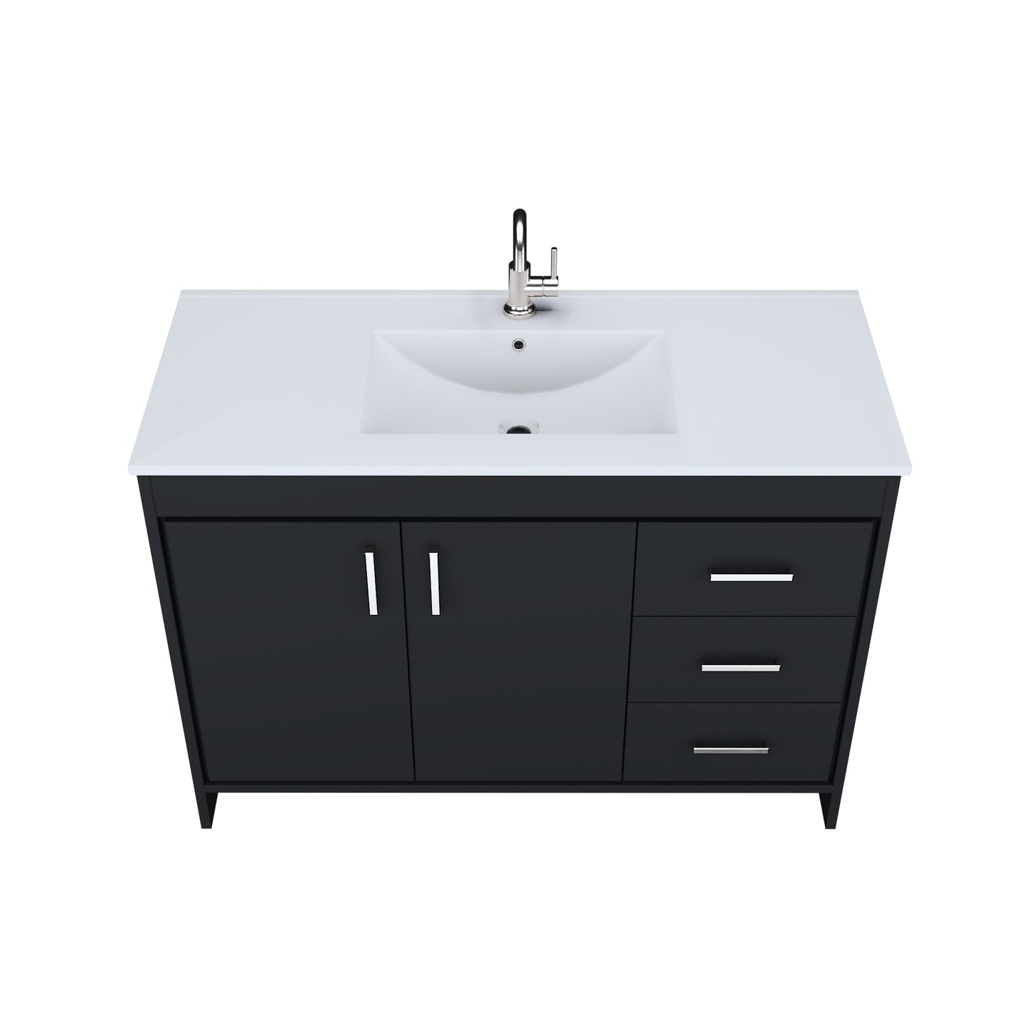 Snow 48" Bathroom Vanity with integrated counter top Right Side Drawers