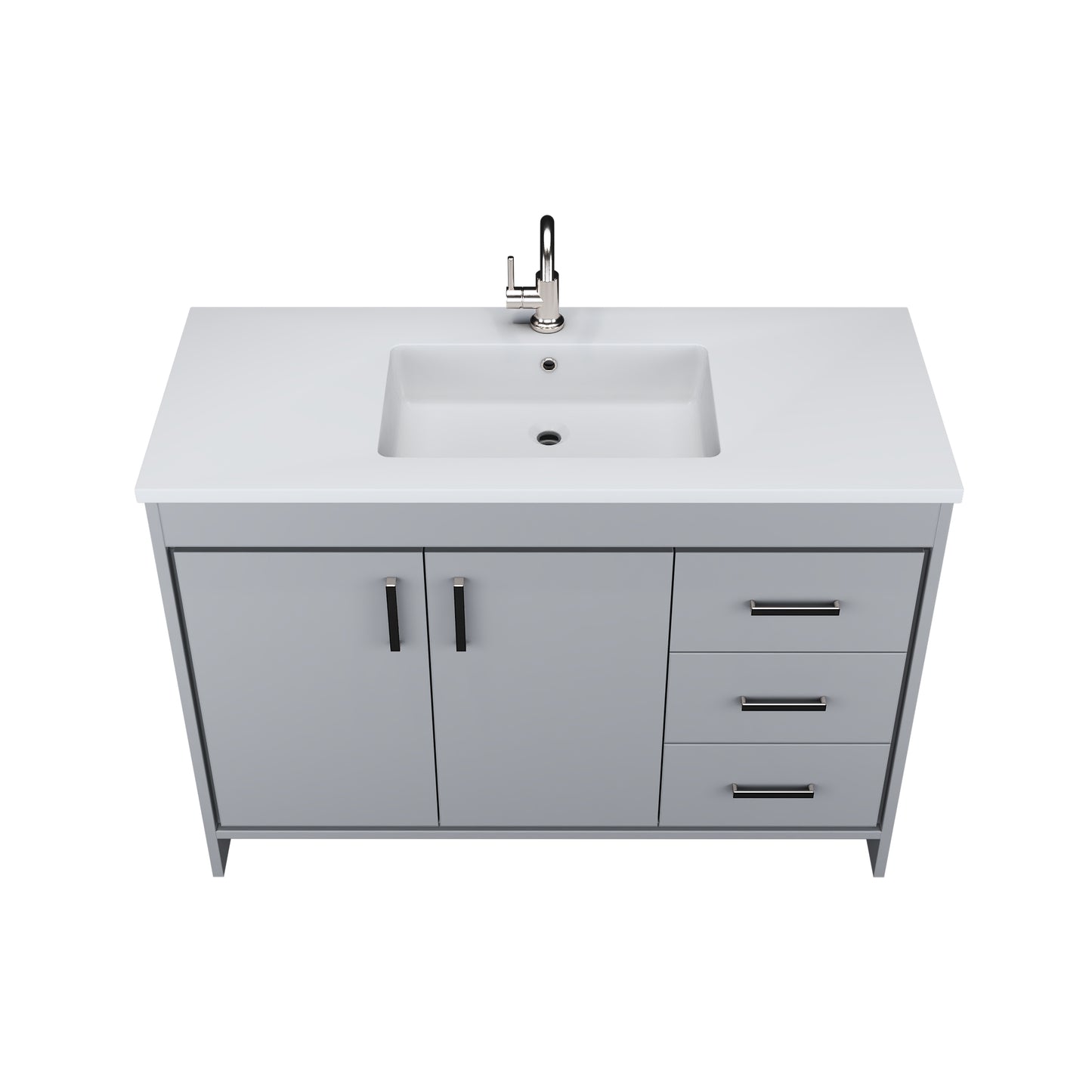 Snow 48" Bathroom Vanity with integrated counter top Right Side Drawers