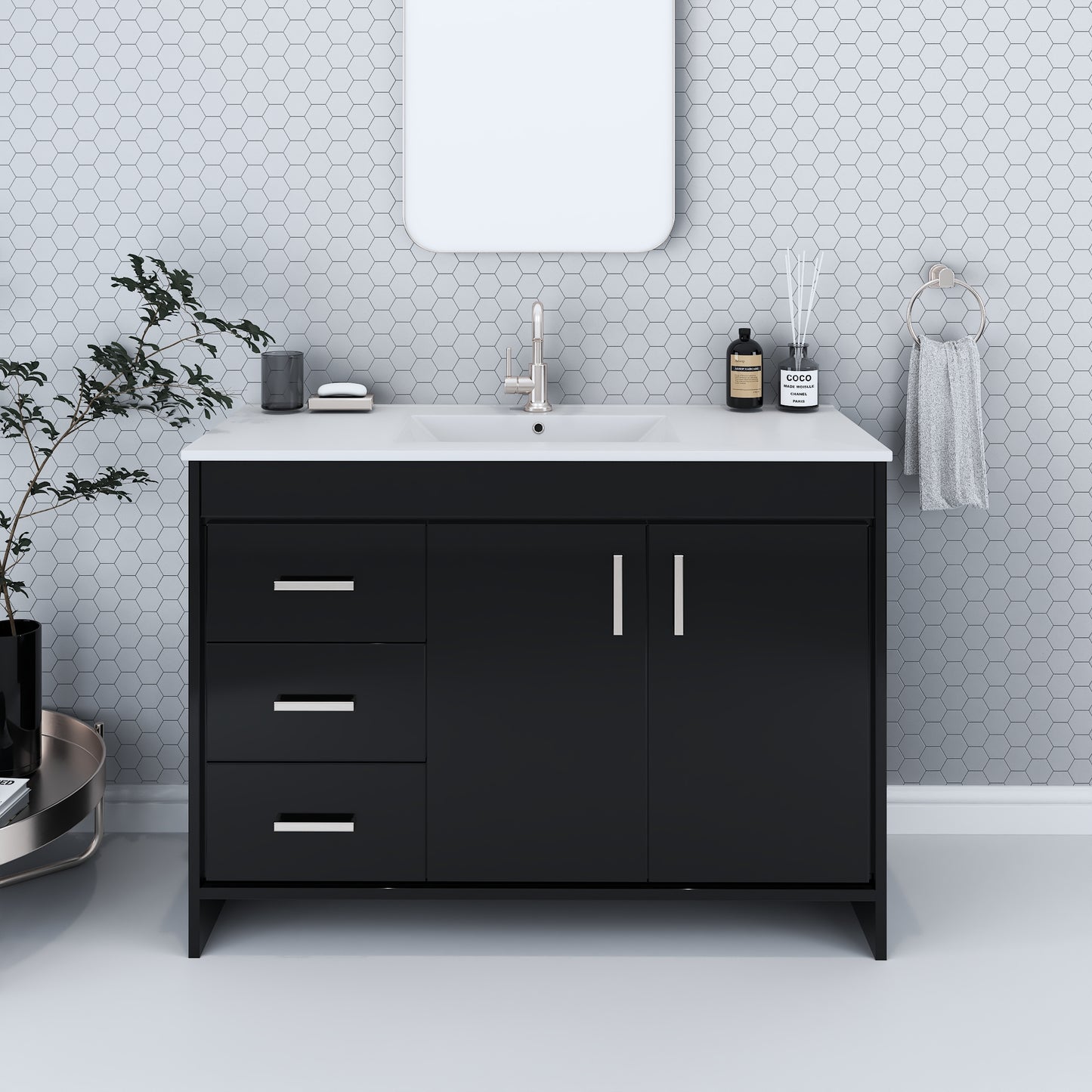 Snow 48" Bathroom Vanity with integrated counter top Left Side Drawers