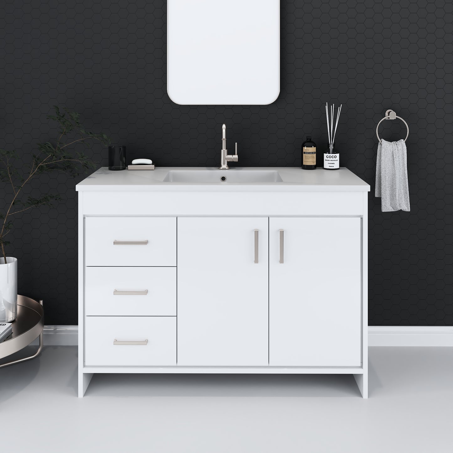 Snow 48" Bathroom Vanity with integrated counter top Left Side Drawers