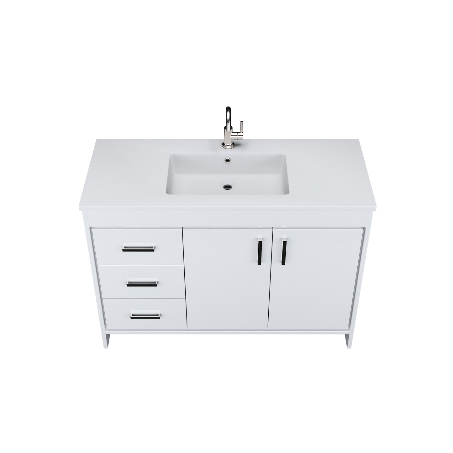 Snow 48" Bathroom Vanity with integrated counter top Left Side Drawers