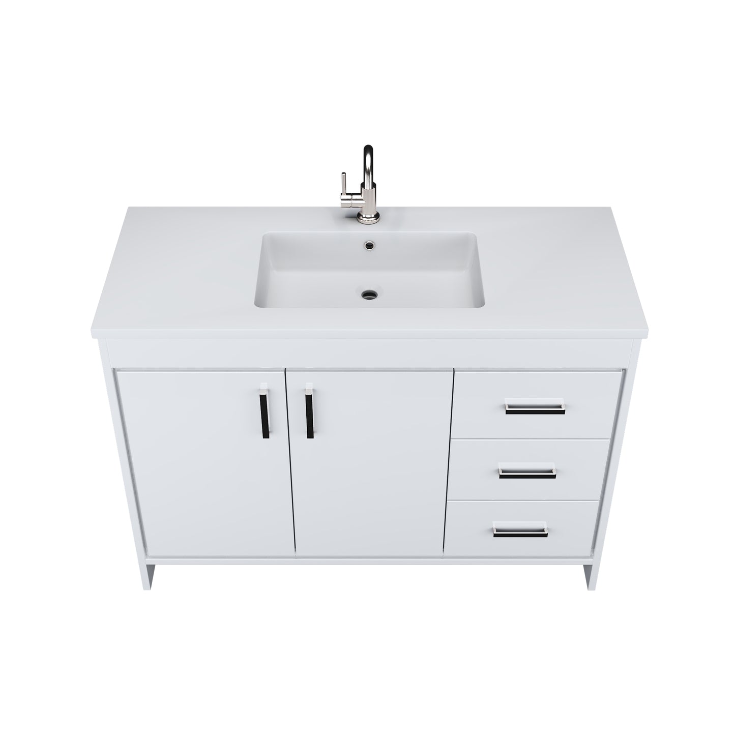 Snow 48" Bathroom Vanity with integrated counter top Right Side Drawers