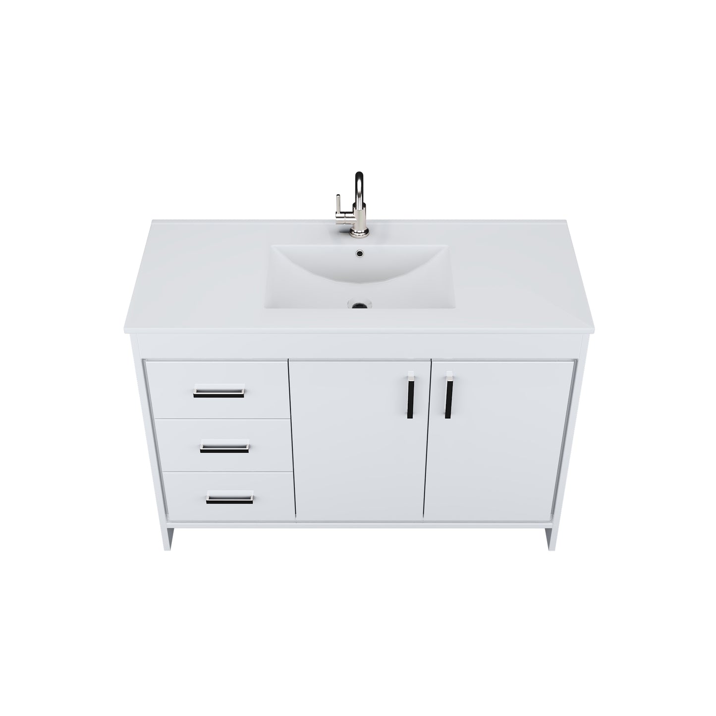 Snow 48" Bathroom Vanity with integrated counter top Left Side Drawers