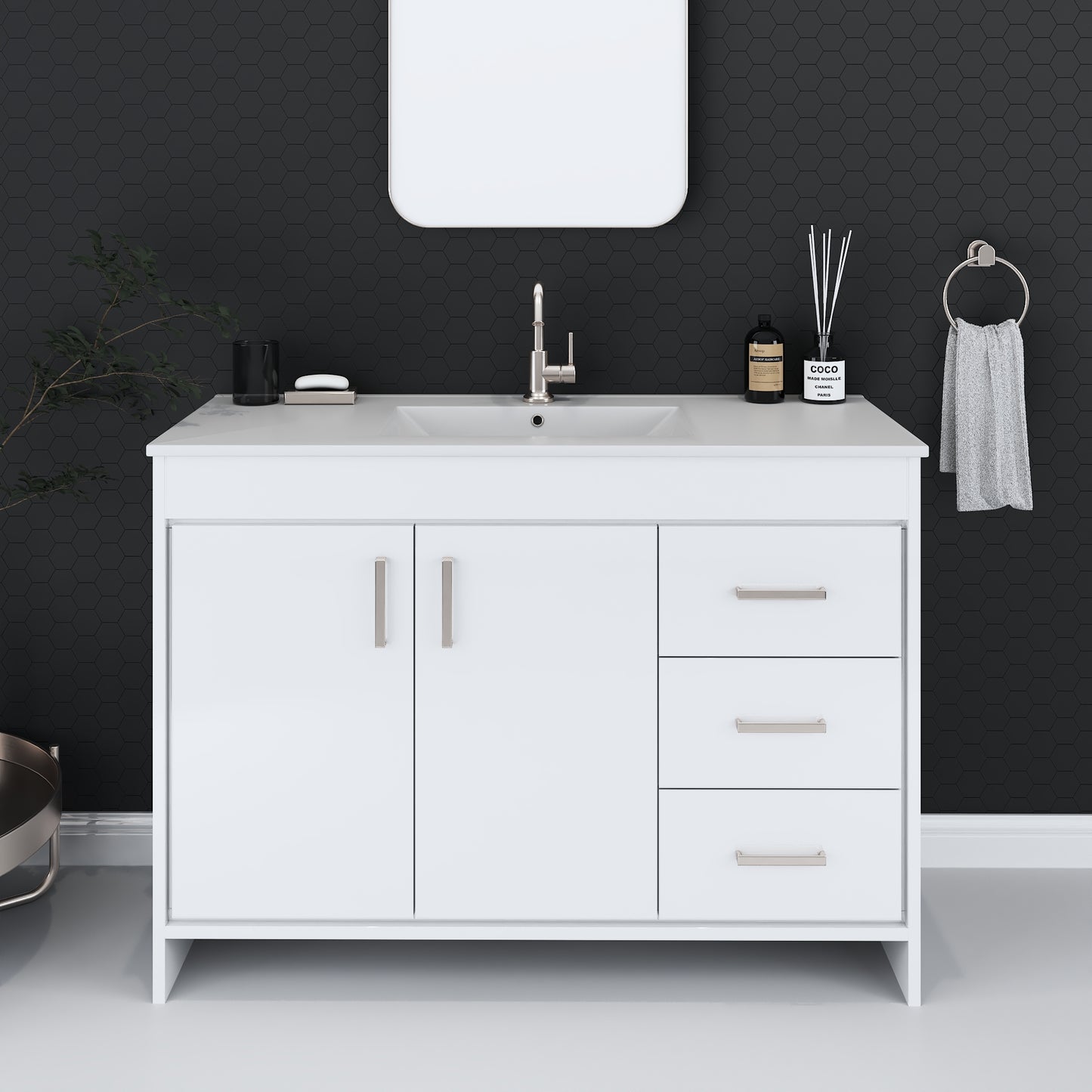 Snow 48" Bathroom Vanity with integrated counter top Right Side Drawers