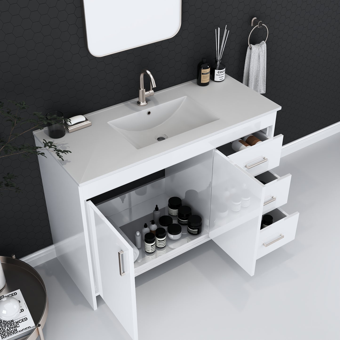 Snow 48" Bathroom Vanity with integrated counter top Right Side Drawers