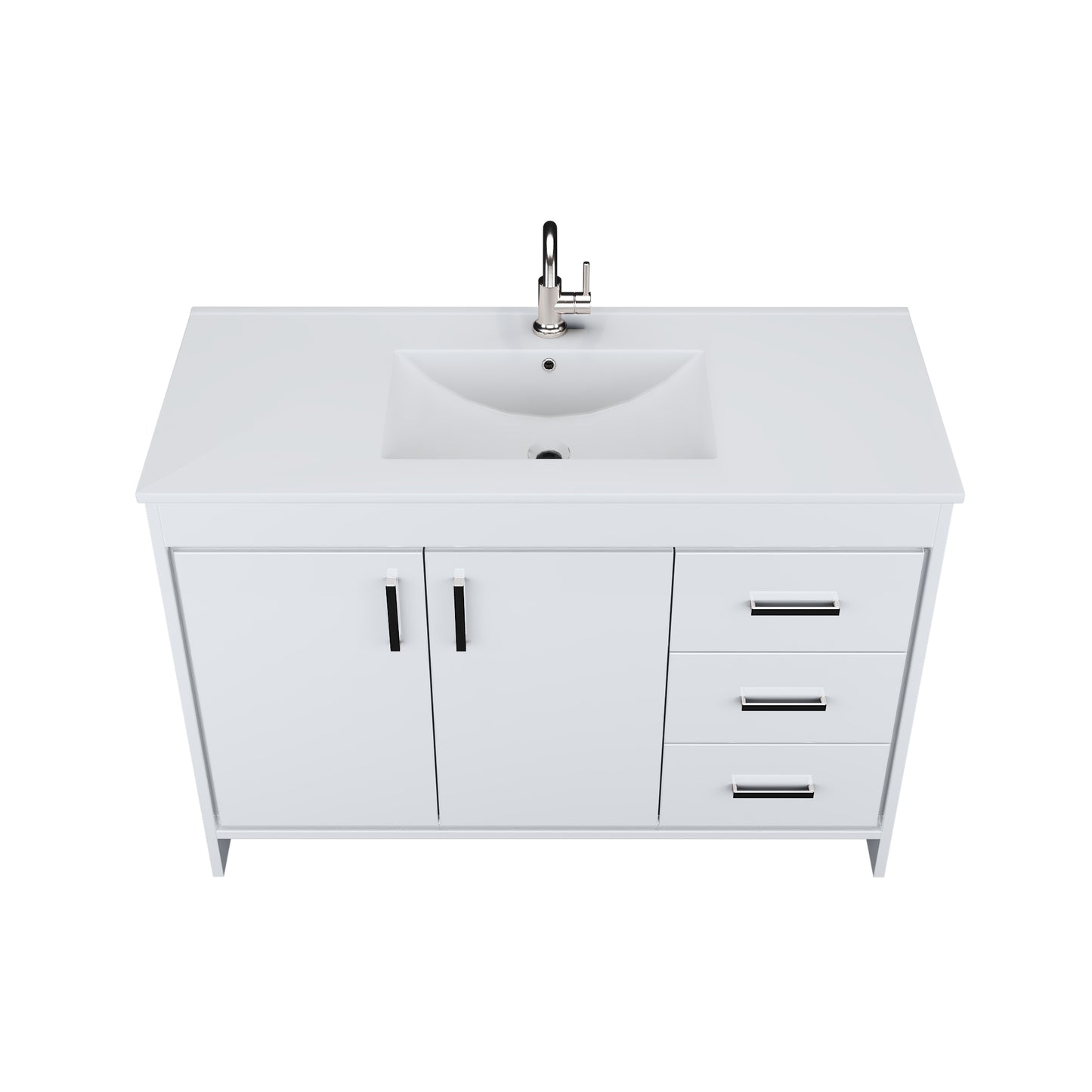 Snow 48" Bathroom Vanity with integrated counter top Right Side Drawers