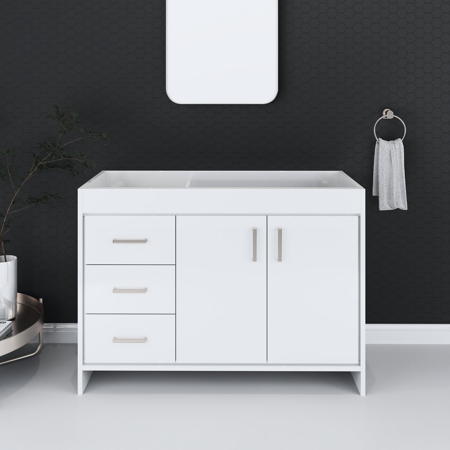 Snow 48" Bathroom Vanity Left Side Drawers Cabinet Only