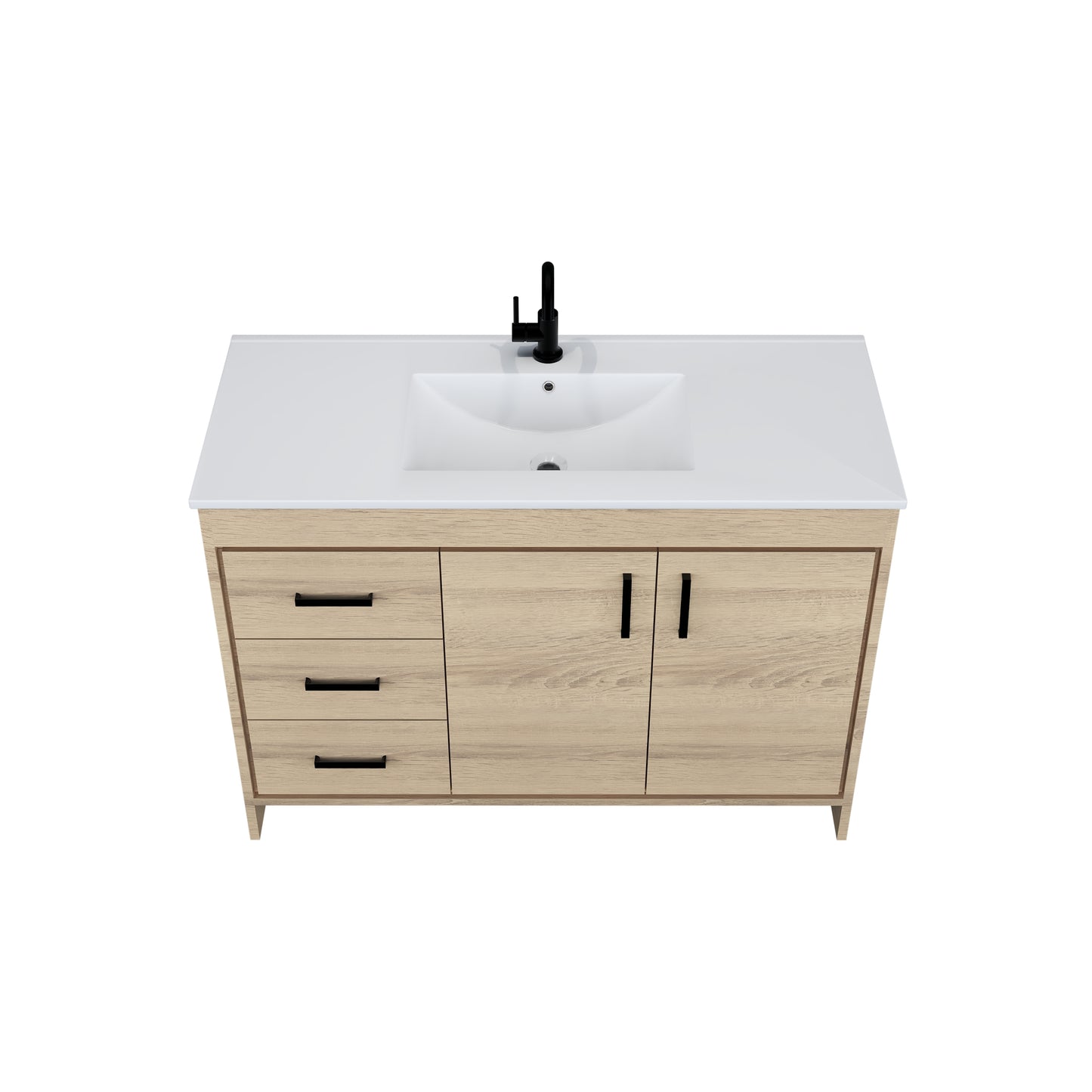 Snow 48" Bathroom Vanity with integrated counter top Left Side Drawers