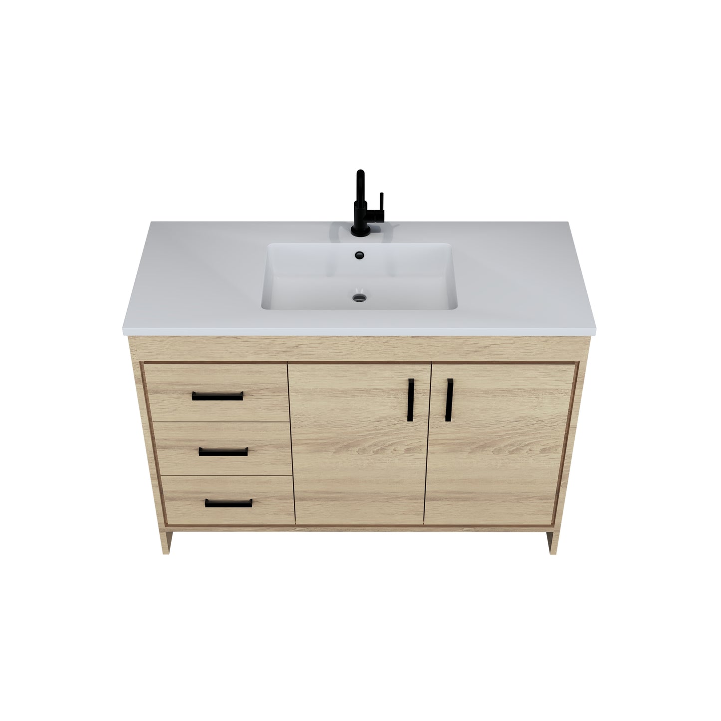 Snow 48" Bathroom Vanity with integrated counter top Left Side Drawers