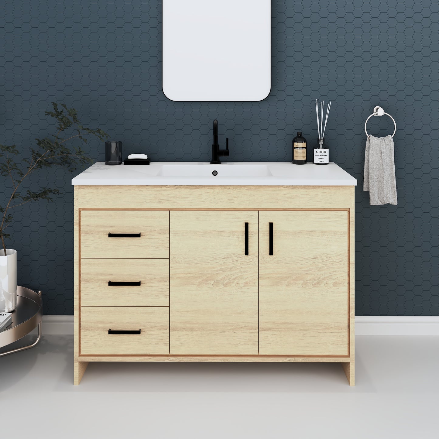 Snow 48" Bathroom Vanity with integrated counter top Left Side Drawers