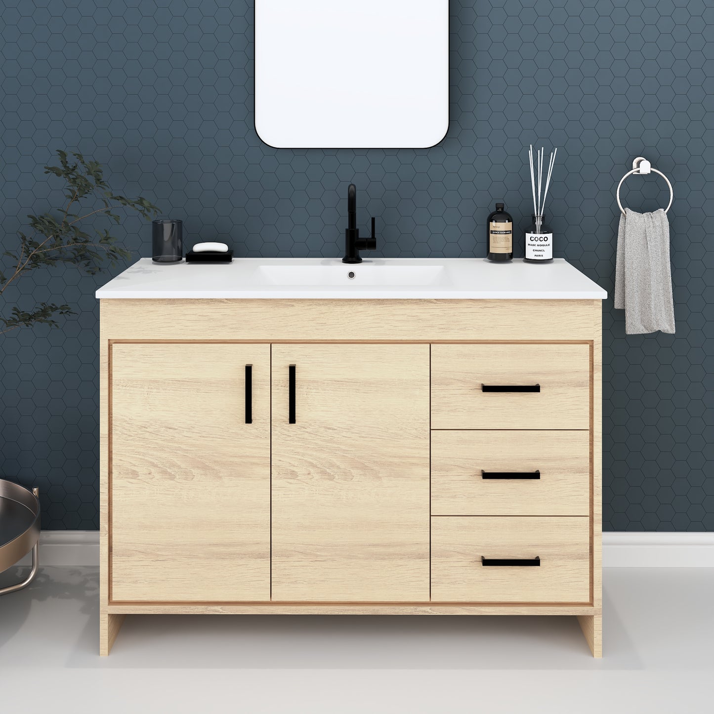 Snow 48" Bathroom Vanity with integrated counter top Right Side Drawers