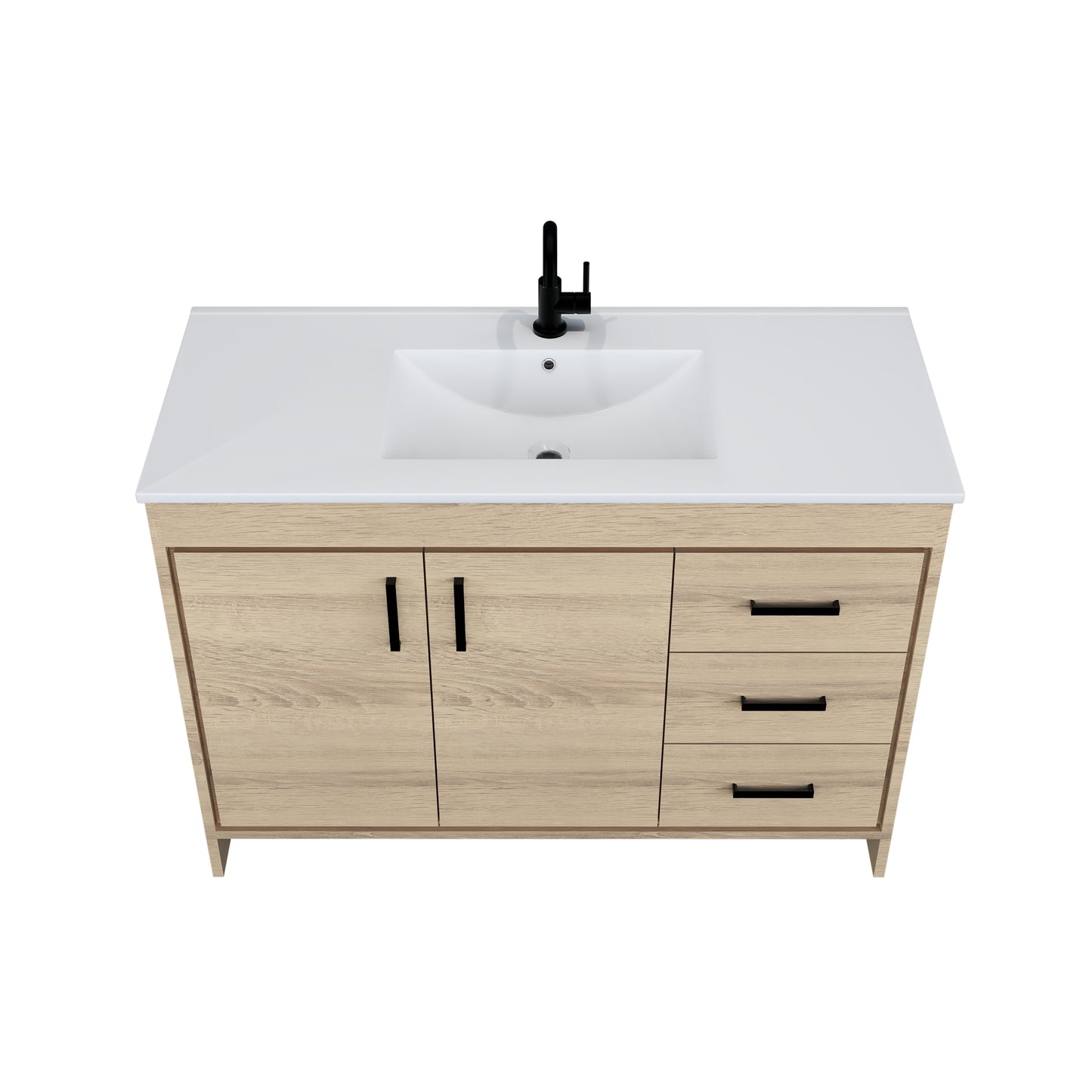 Snow 48" Bathroom Vanity with integrated counter top Right Side Drawers