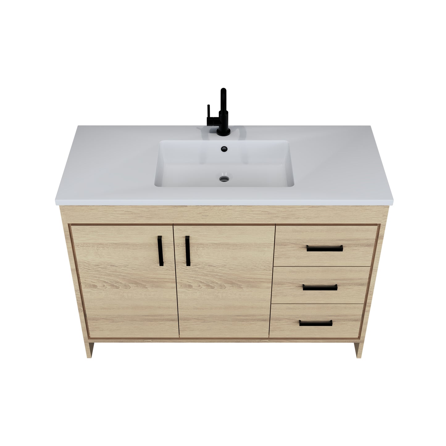 Snow 48" Bathroom Vanity with integrated counter top Right Side Drawers