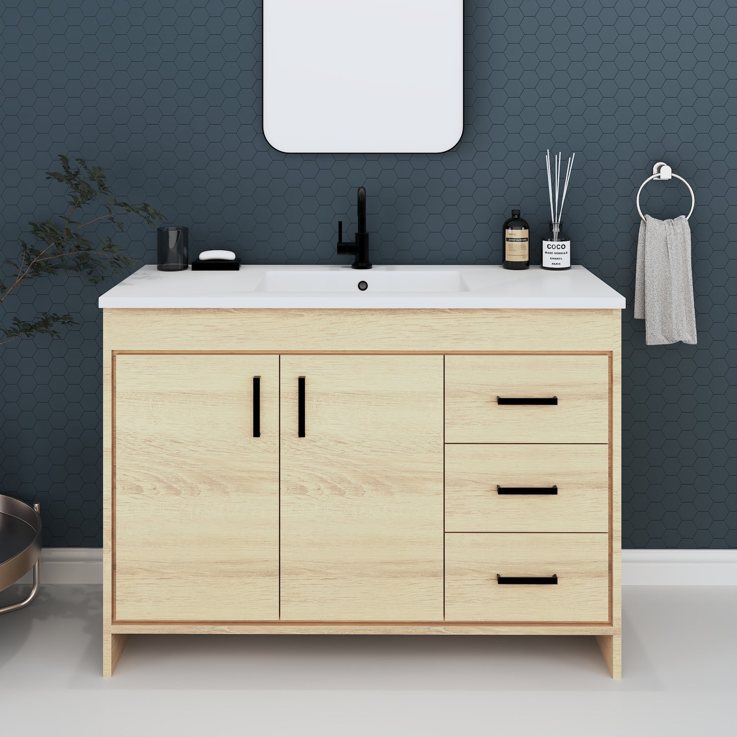 Snow 48" Bathroom Vanity with integrated counter top Right Side Drawers