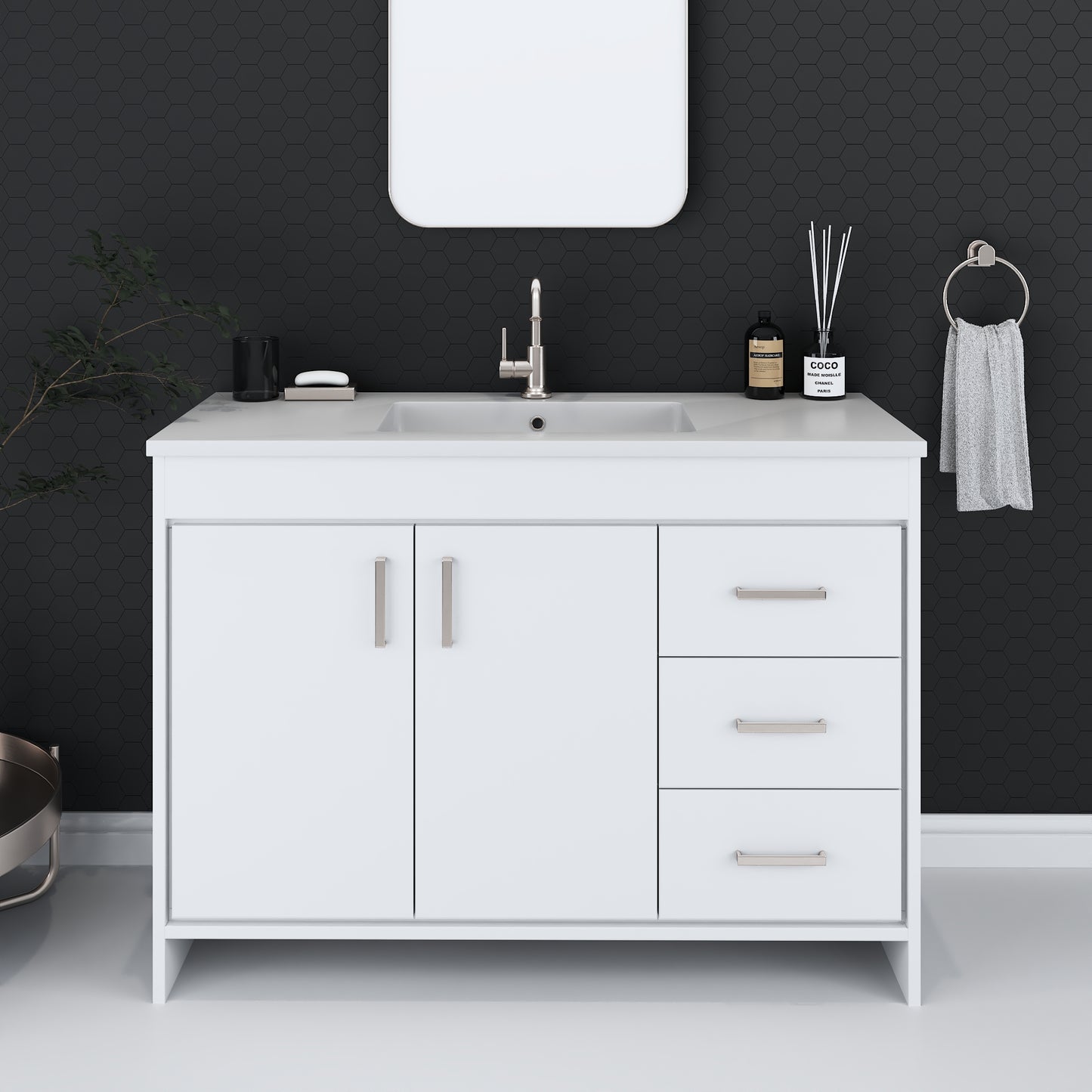 Snow 48" Bathroom Vanity with integrated counter top Left Side Drawers